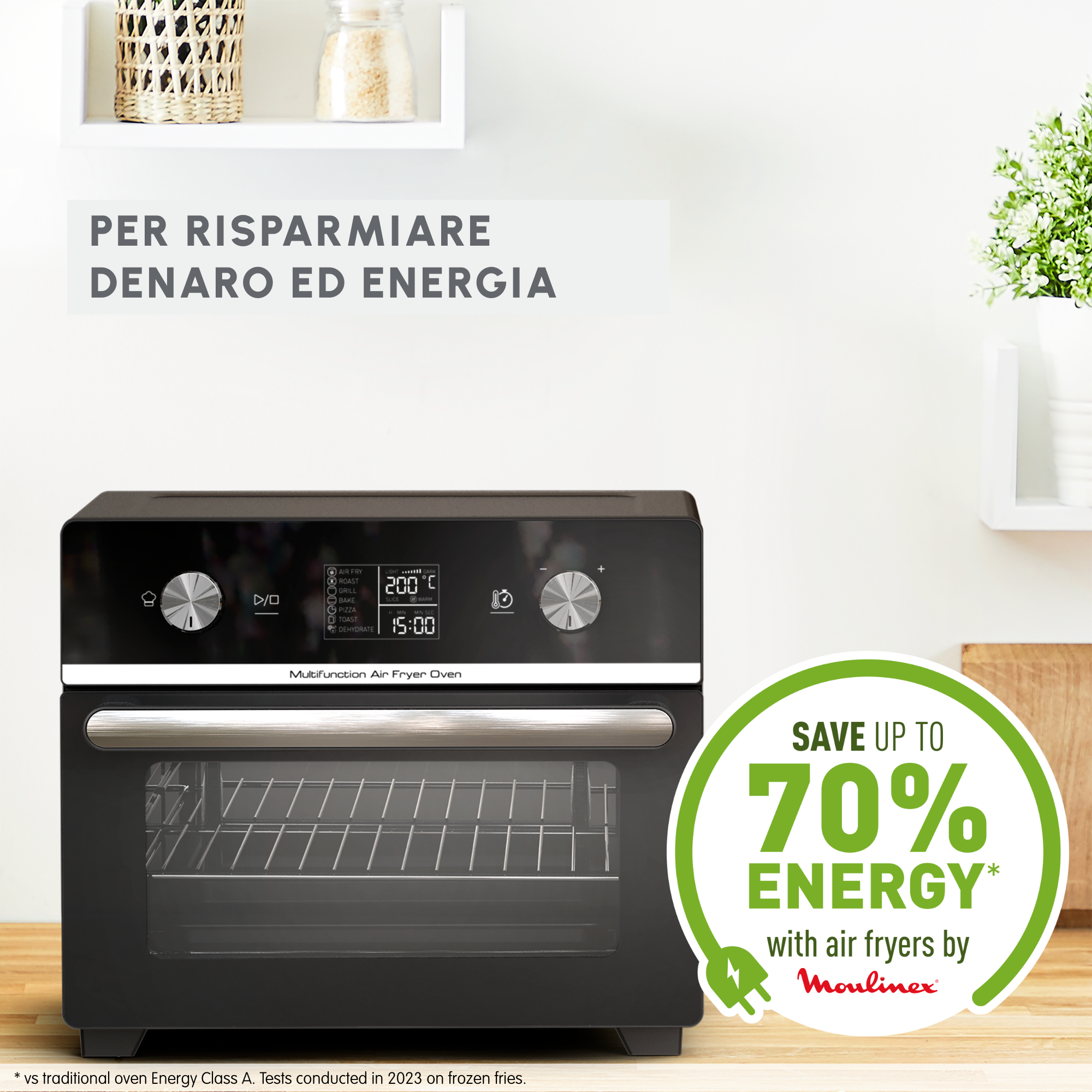 Easy Fry Air Fryer Oven, Friggitrici Ad Aria e Forno, Capacità 20L, 10 Funzioni di Cottura, Digitale