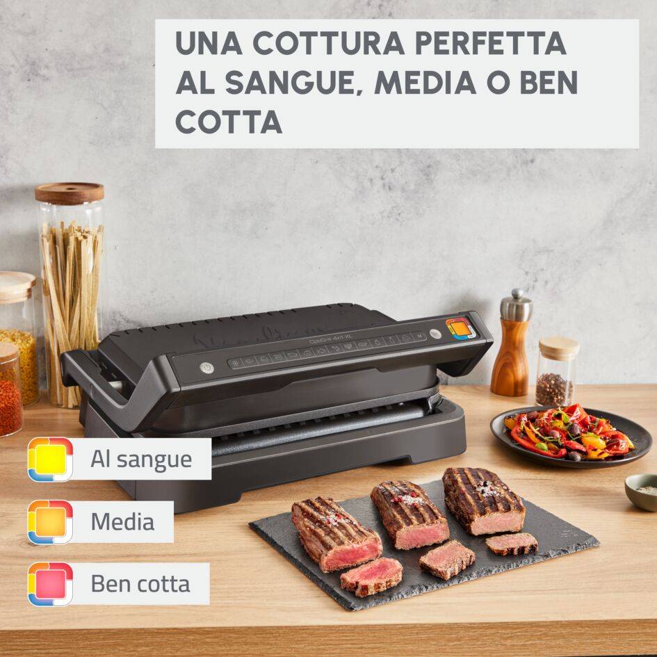 OptiGrill 4in1 XL, Griglia a Contatto Intelligente, Risultati Perfetti, Nessun Monitoraggio, 12 Programmi Automatici, 4 Funzioni di Cottura