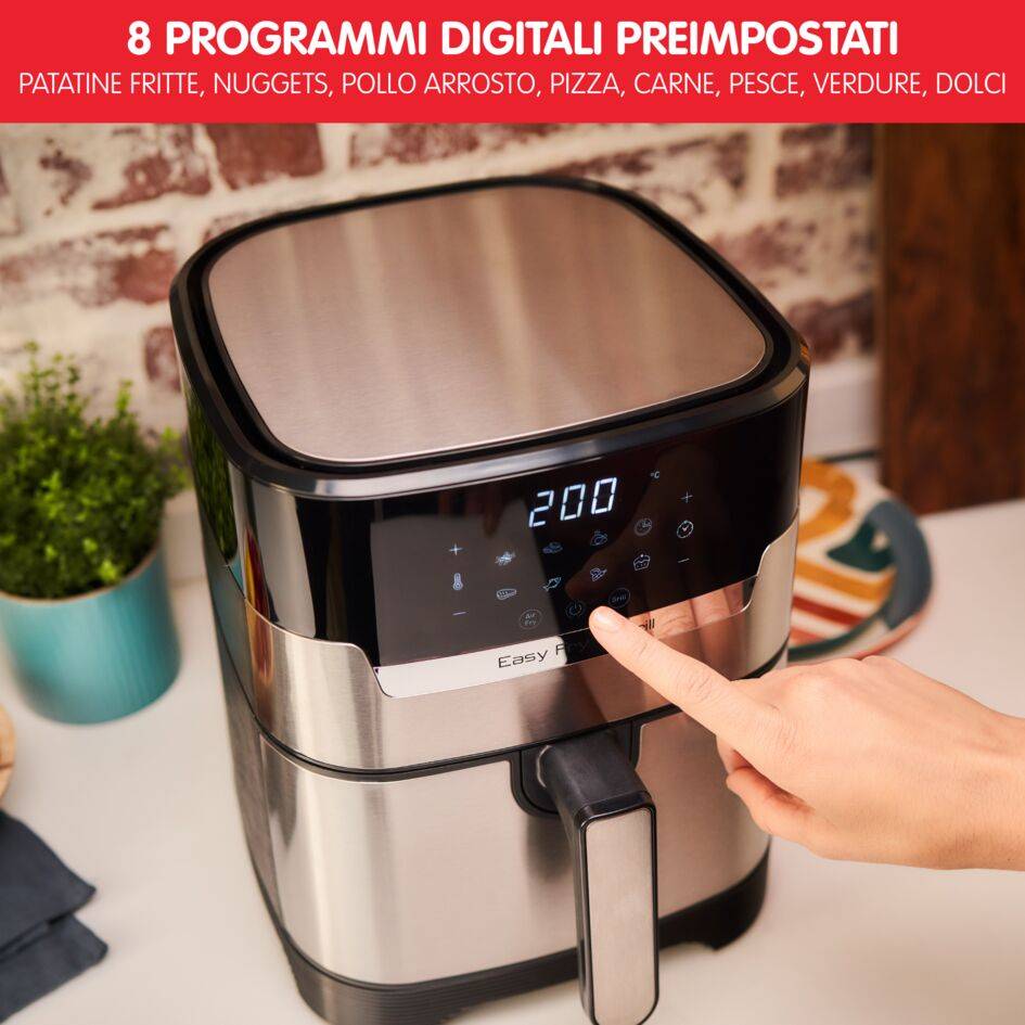 Easy Fry & Grill, Friggitrice ad Aria 4.2L,/1kg, Digitale, Funzione Grill, Griglia in Alluminio Pressofuso