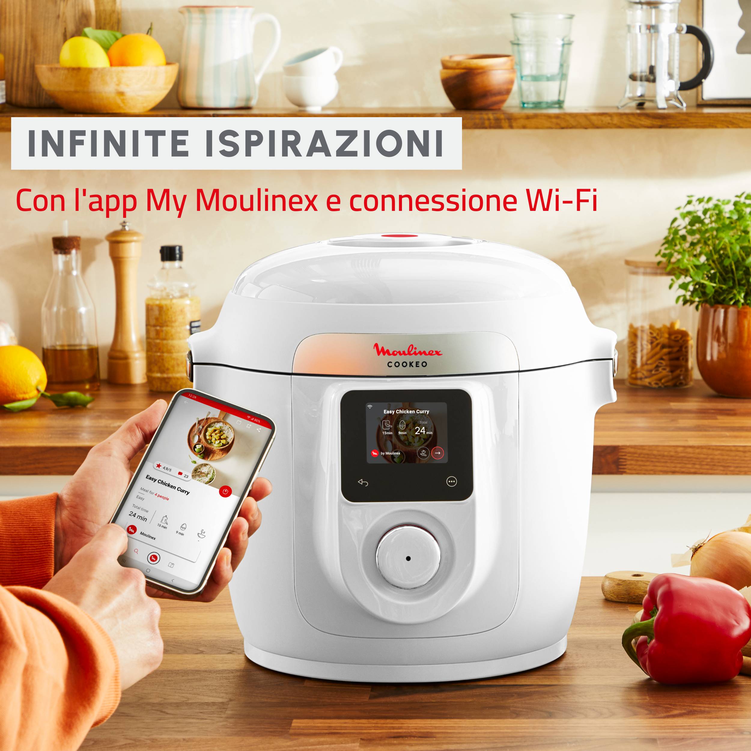 Cookeo Wi-Fi 9in1,  Multicooker a Pressione, Capacità 6L, 9 Modalità di Cottura, Cottura Veloce