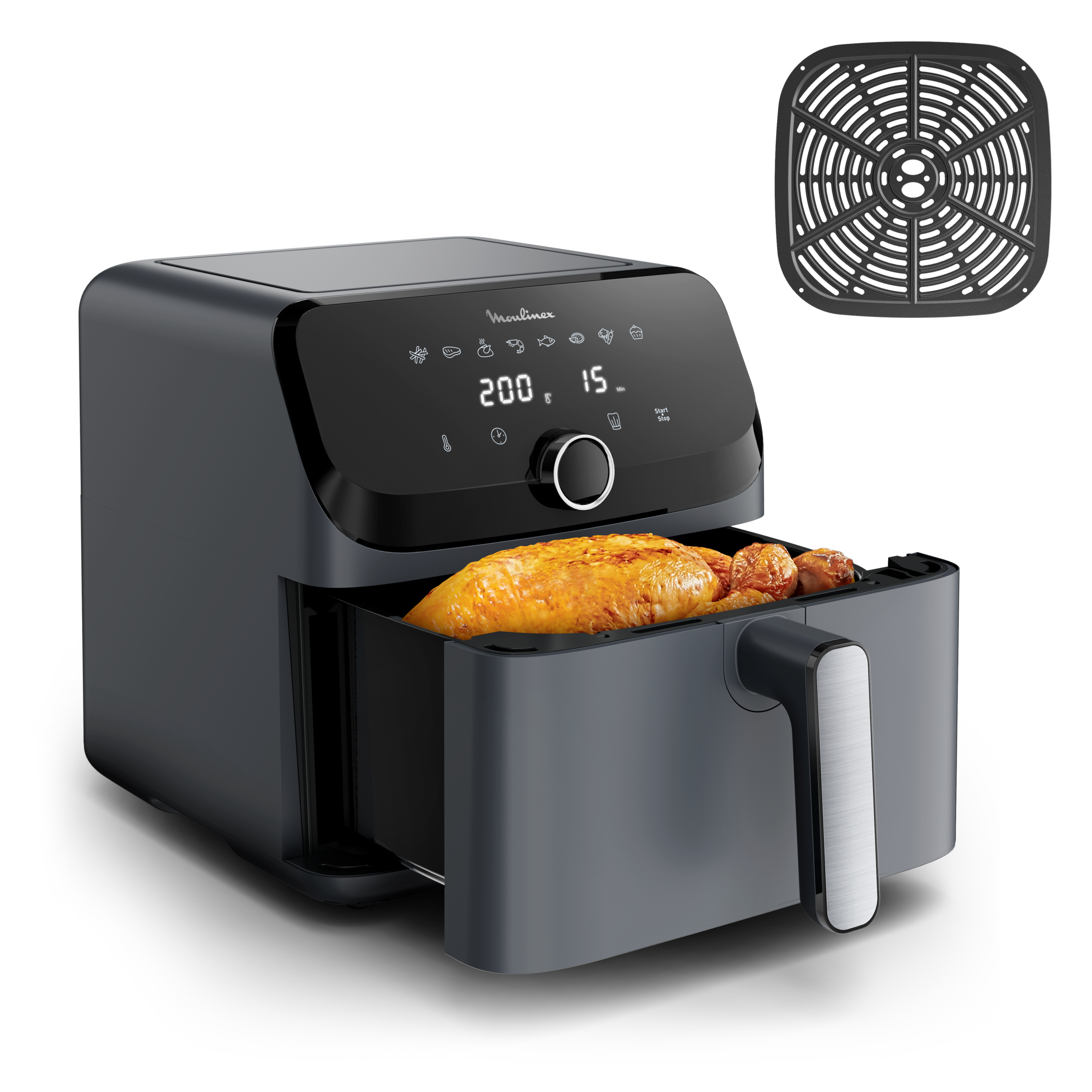 Easy Fry Mega, Friggitrice ad aria, Capacità Extra Large 7,5L/2kg, 8 programmi preimpostati, Java Pepper
