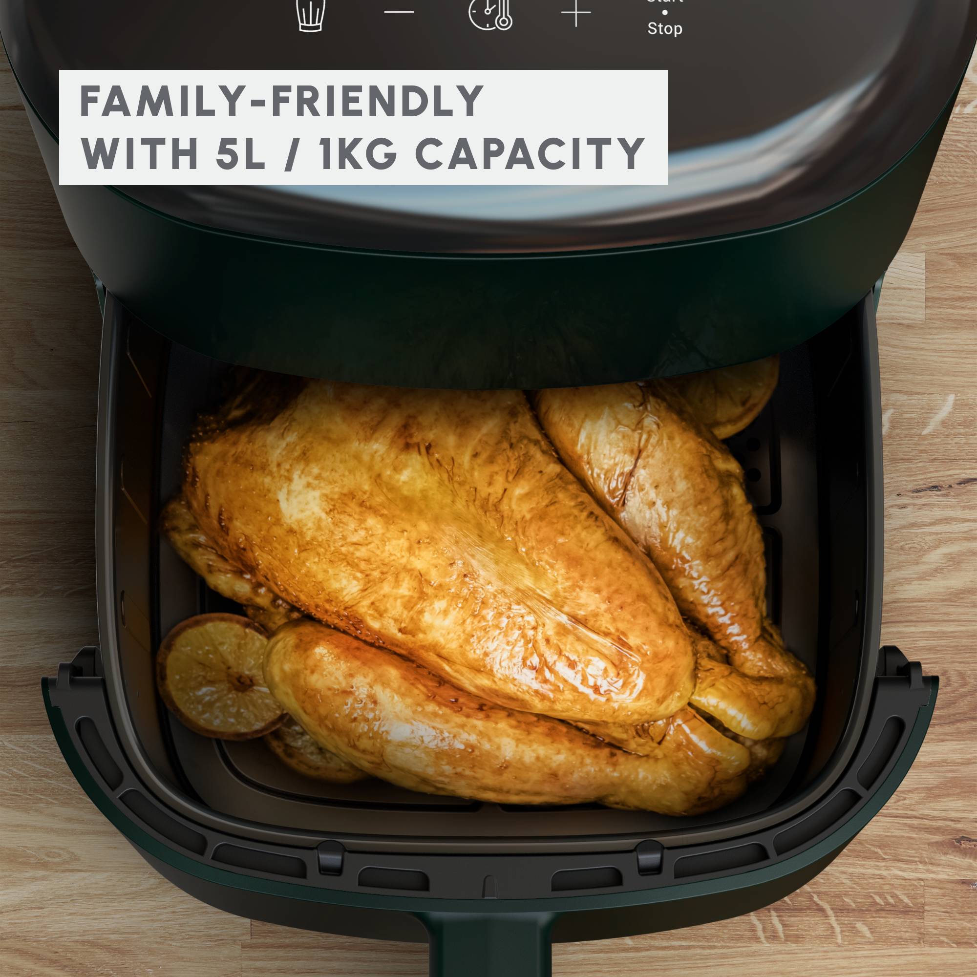 Easy Fry Max Forest, Friggitrice ad Aria 5L/1kg, 10 programmi automatici, Cottura Veloce, Lavabile in Lavastoviglie