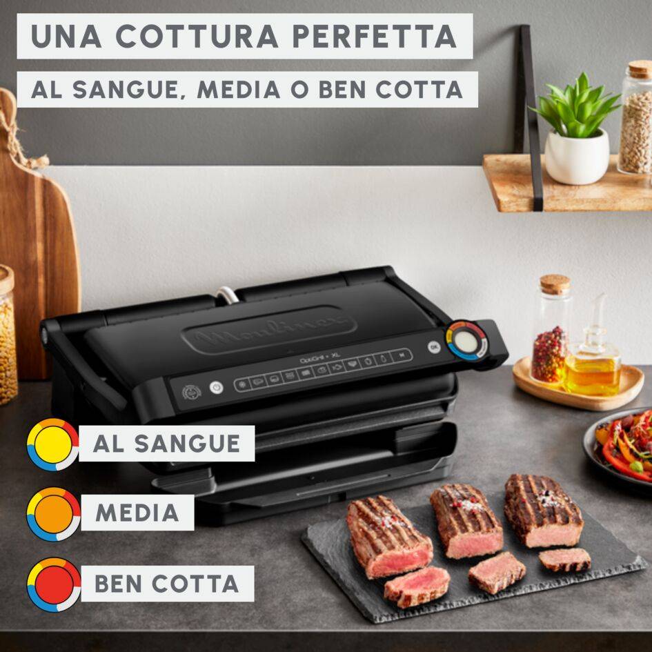 OptiGrill+ XL, Griglia a Contatto Intelligente, Risultati Perfetti, Nessun Monitoraggio, 9 Programmi Automatici, Superficie Extra Large