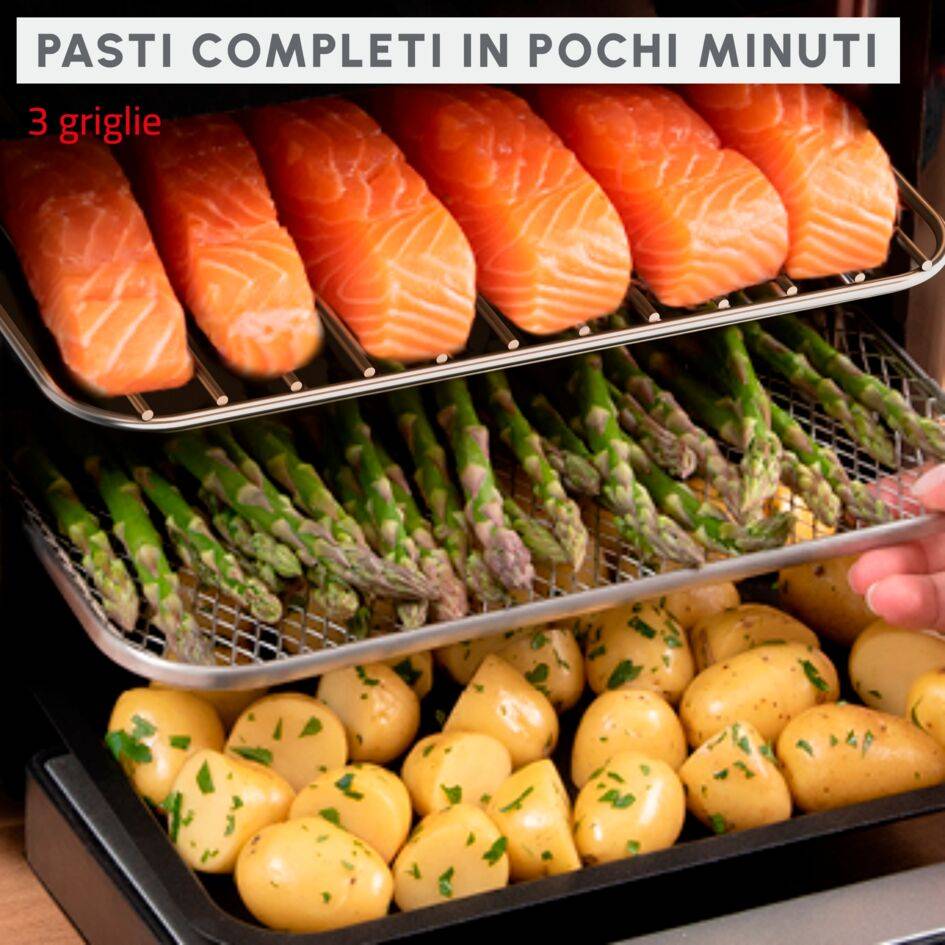  Easy Fry Multifunction, Forno Friggitrice ad Aria 15L, 9 Funzioni di Cottura, Doppia Resistenza, 3 Livelli di Cottura