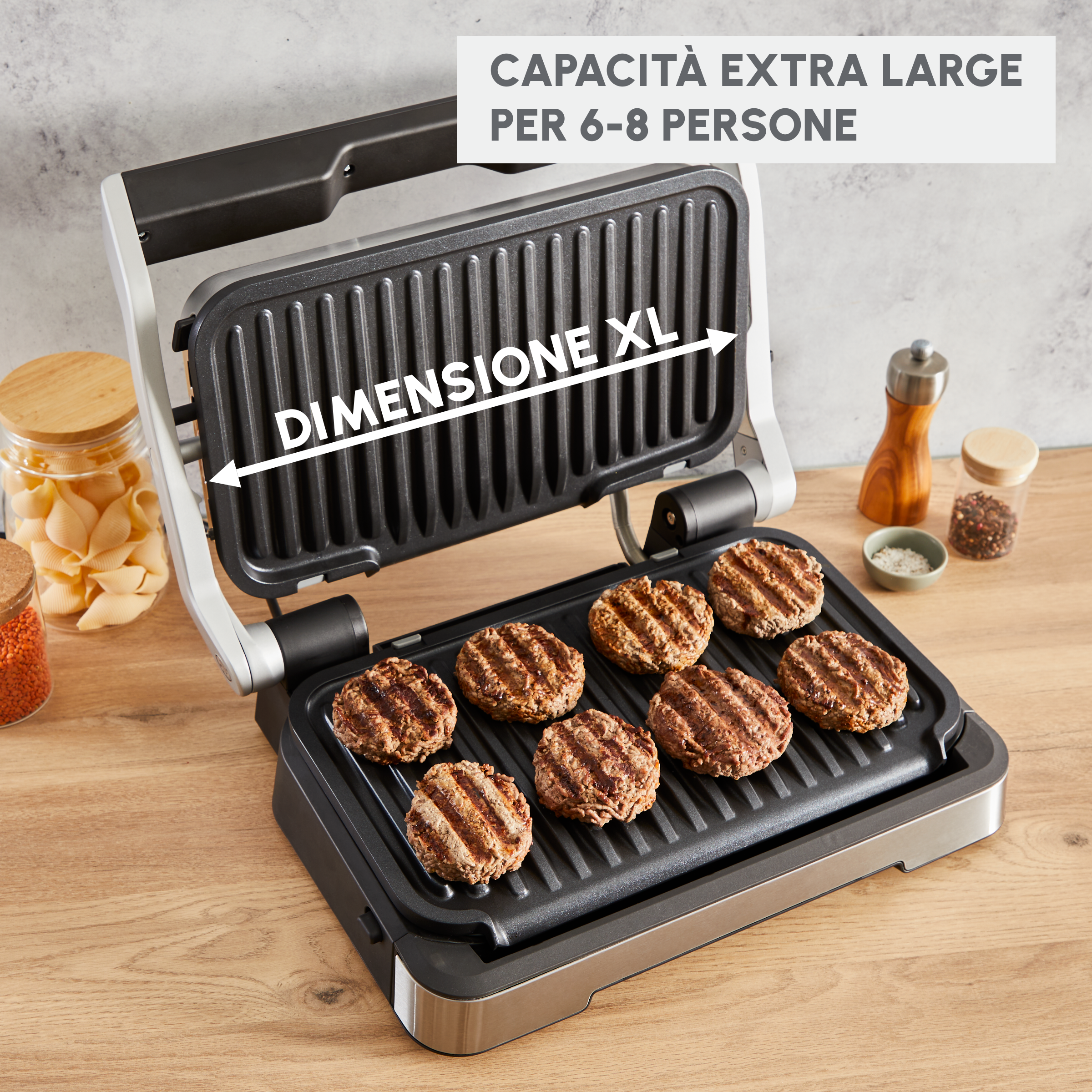 OptiGrill 4in1 XL, Griglia a Contatto Intelligente, Risultati Perfetti, Nessun Monitoraggio, 12 Programmi Automatici, 4 Funzioni di Cottura