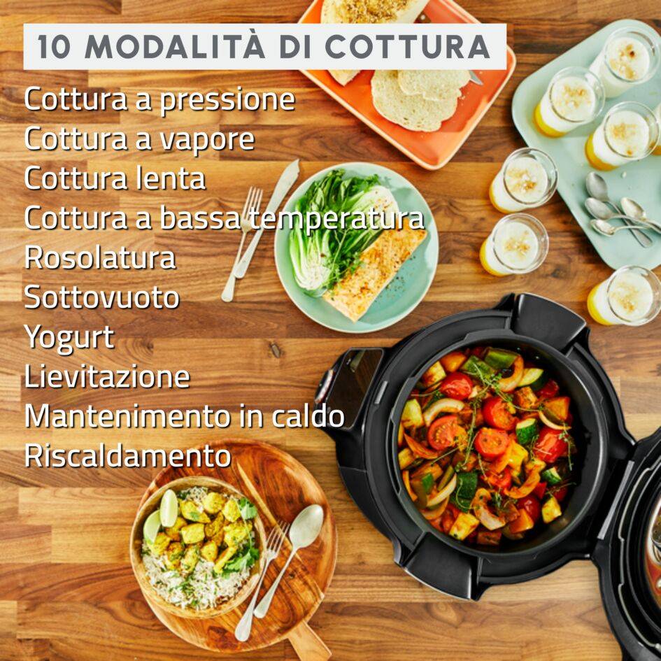 Cookeo Wi-Fi 10in1 Black, Multicooker a Pressione, Capacità 6L, 10 Modalità di Cottura, Cottura Veloce