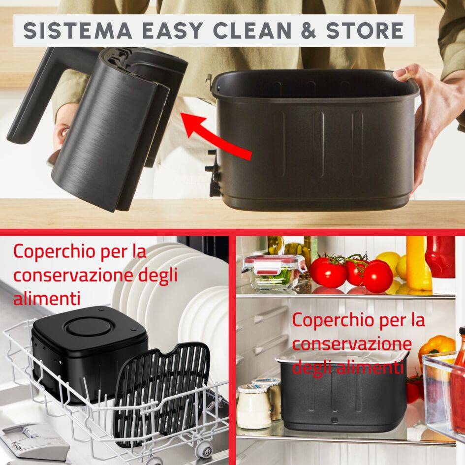 Easy Fry Smart & Silence, Friggitrice ad aria 5L, Silent Technology, Easy Clean & Store System