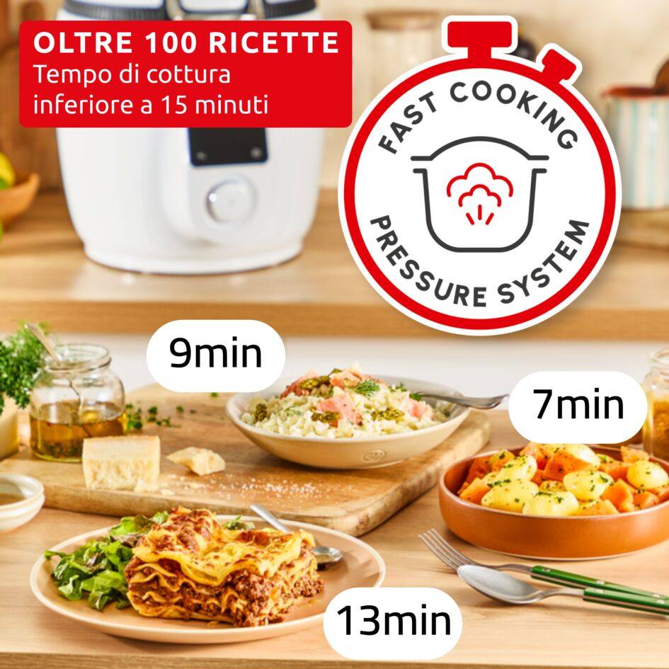 Cookeo Infinity, Multicooker, Friggitrice ad Aria + Cottura a Pressione, 20 Programmi
