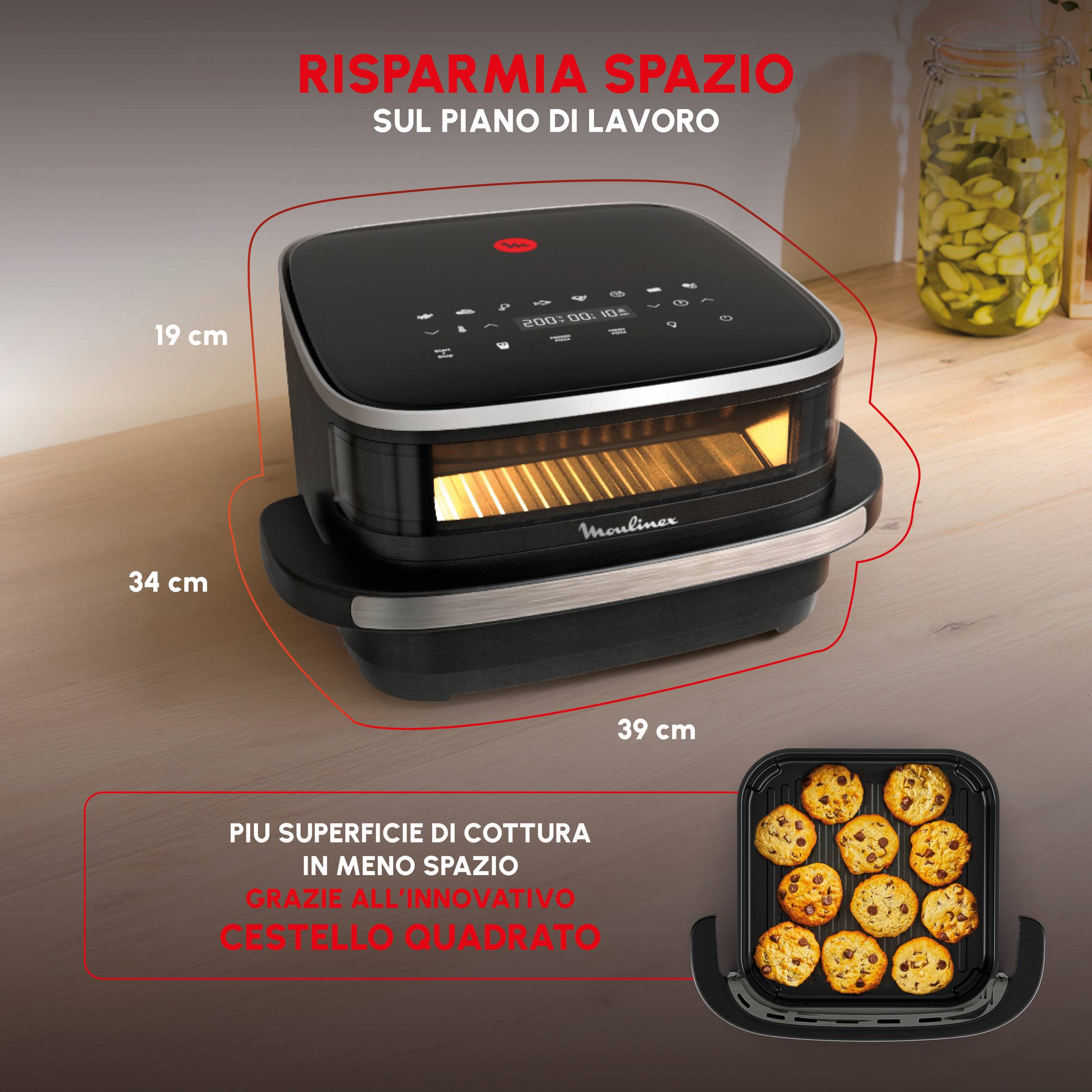 Easy Fry XL Surface, Friggitrice ad Aria, Grande Superficie di Cottura, Visore
