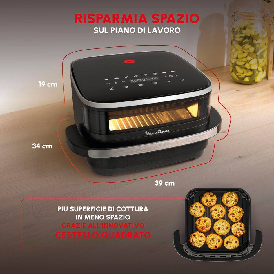 Easy Fry XL Surface, Friggitrice ad Aria, Grande Superficie di Cottura, Visore