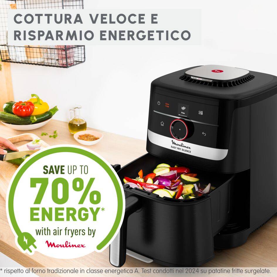Easy Fry Smart & Silence, Friggitrice ad aria 5L, Silent Technology, Easy Clean & Store System