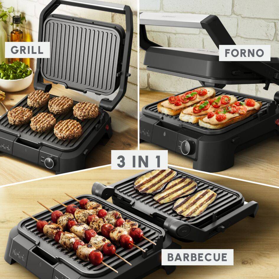 SuperGrill 3in1, Griglia a Contatto, Barbecue, Forno
