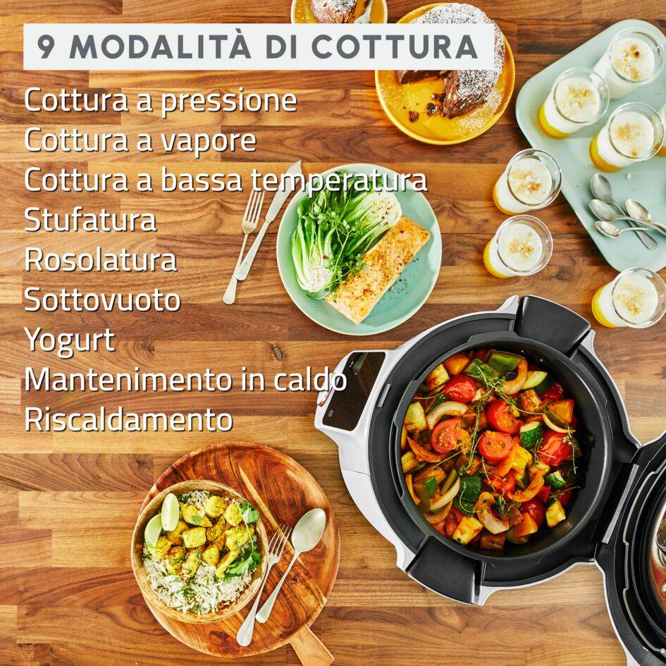 Cookeo Wi-Fi 9in1, Multicooker a Pressione, Capacità 6L, 9 Modalità di Cottura, Cottura Veloce