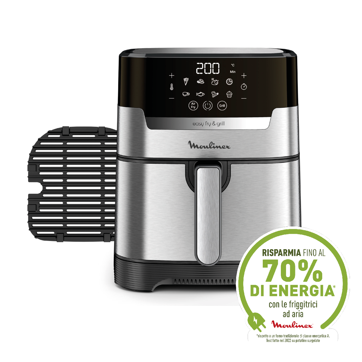 Easy Fry & Grill, Friggitrice ad Aria 4.2L,/1kg, Digitale, Funzione Grill, Griglia in Alluminio Pressofuso