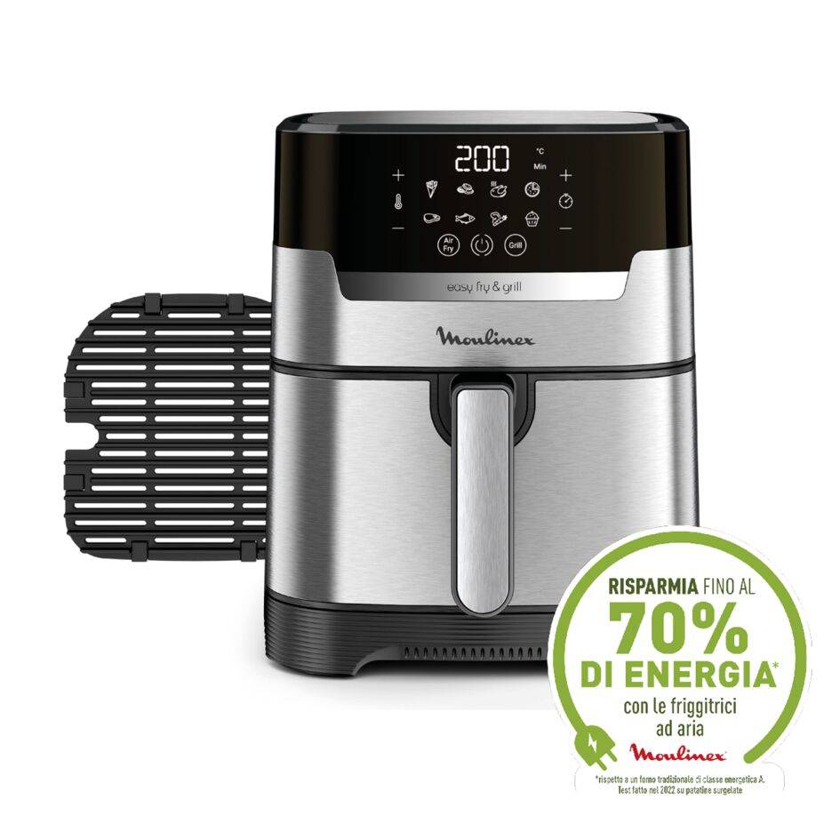 Easy Fry & Grill, Friggitrice ad Aria 4.2L,/1kg, Digitale, Funzione Grill, Griglia in Alluminio Pressofuso
