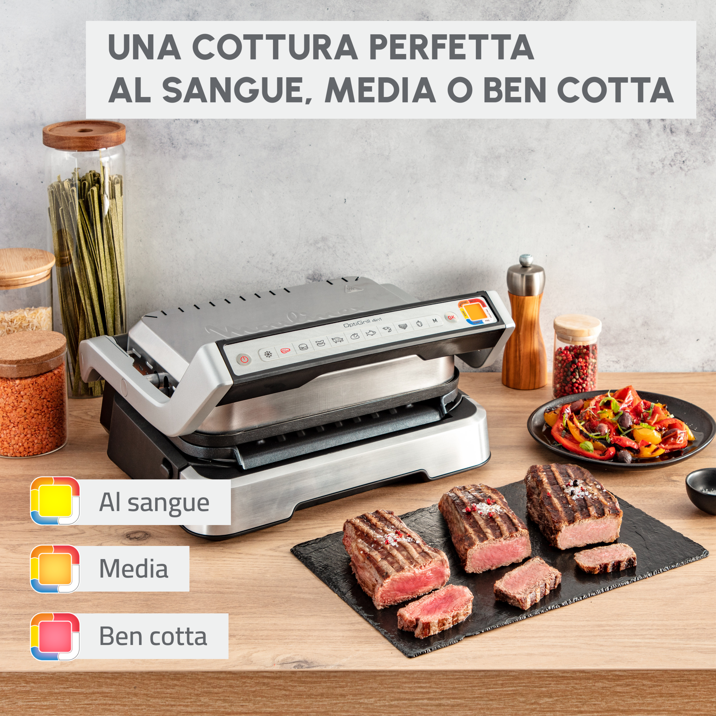 Griglia elettrica intelligente OptiGrill 4in1 + Accessorio pinza