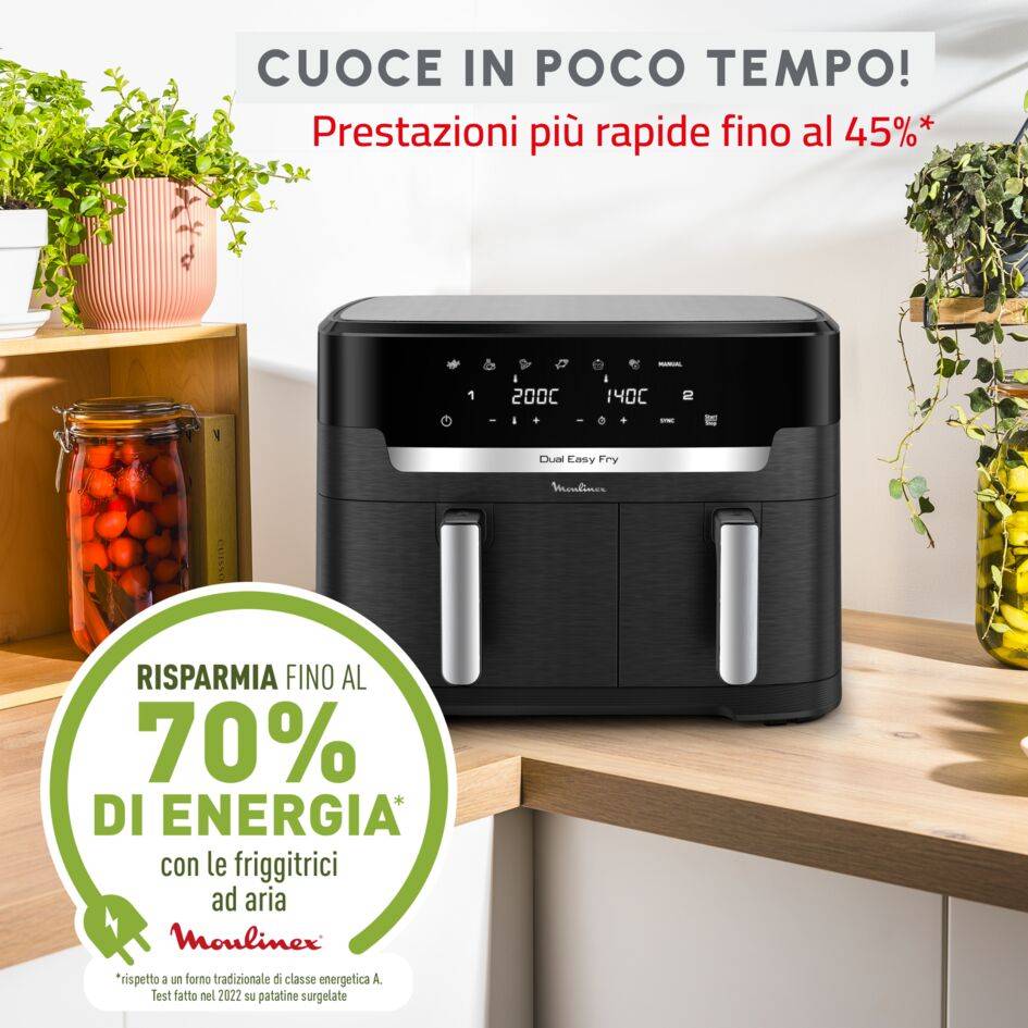 Dual Easy Fry XXL, Friggitrice ad Aria, 11L,  2 Cestelli, Modalità Sync