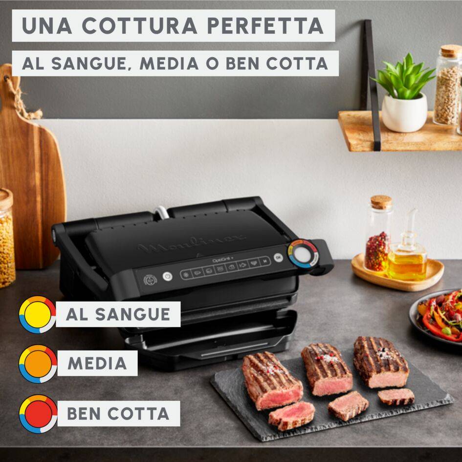 OptiGrill+, Griglia a Contatto Intelligente, Risultati Perfetti, Nessun Monitoraggio, 6 Programmi Automatici