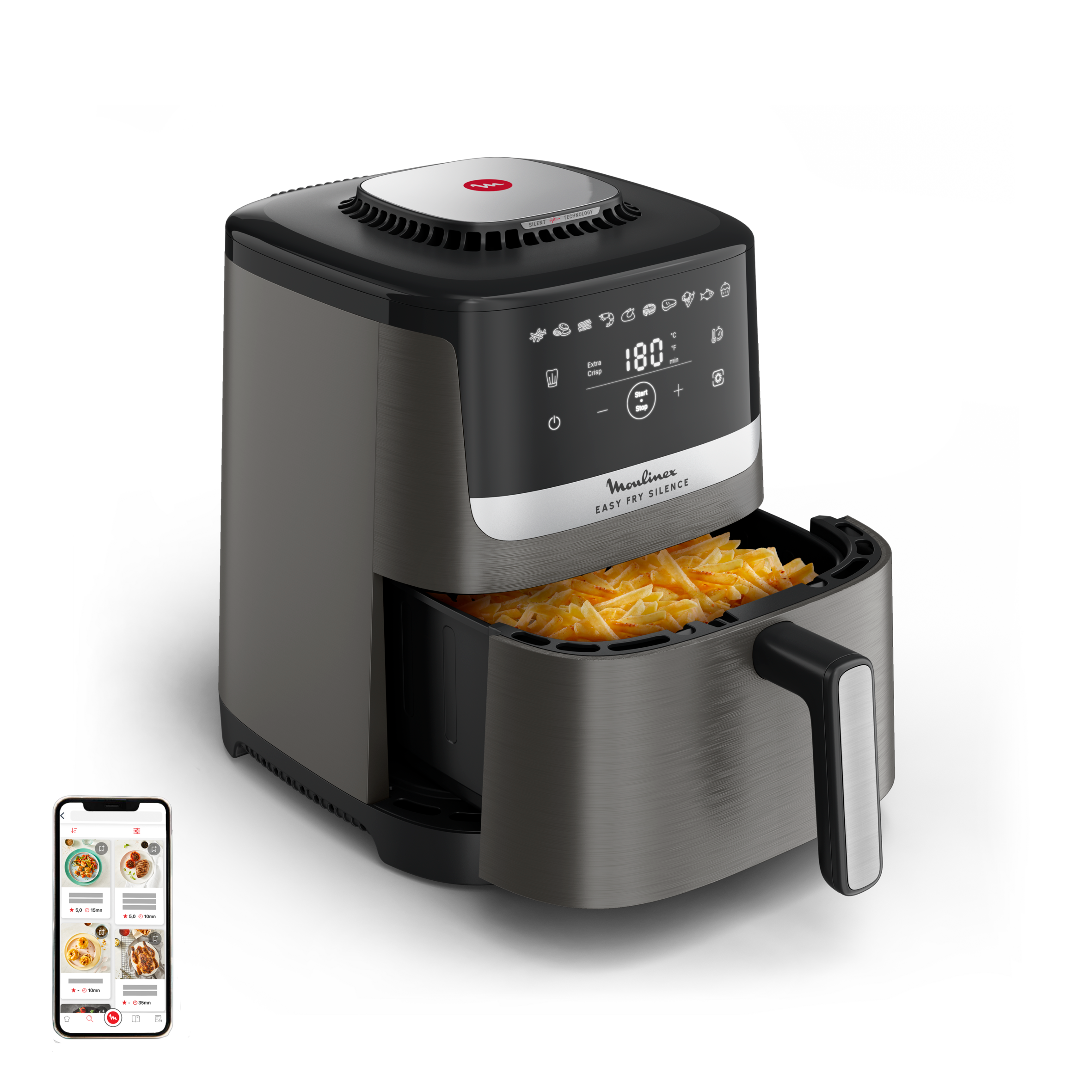 Friggitrice ad aria Easy Fry Silence Coal Grey 5 L