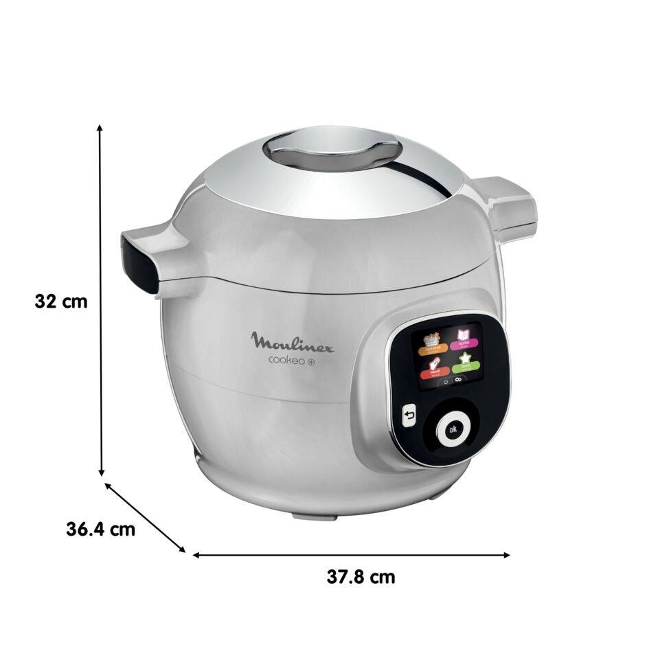 Cookeo+ Grey, Multicooker a Pressione, Capacità 6L, 6 Modalità di Cottura, 80 Ricette Integrate