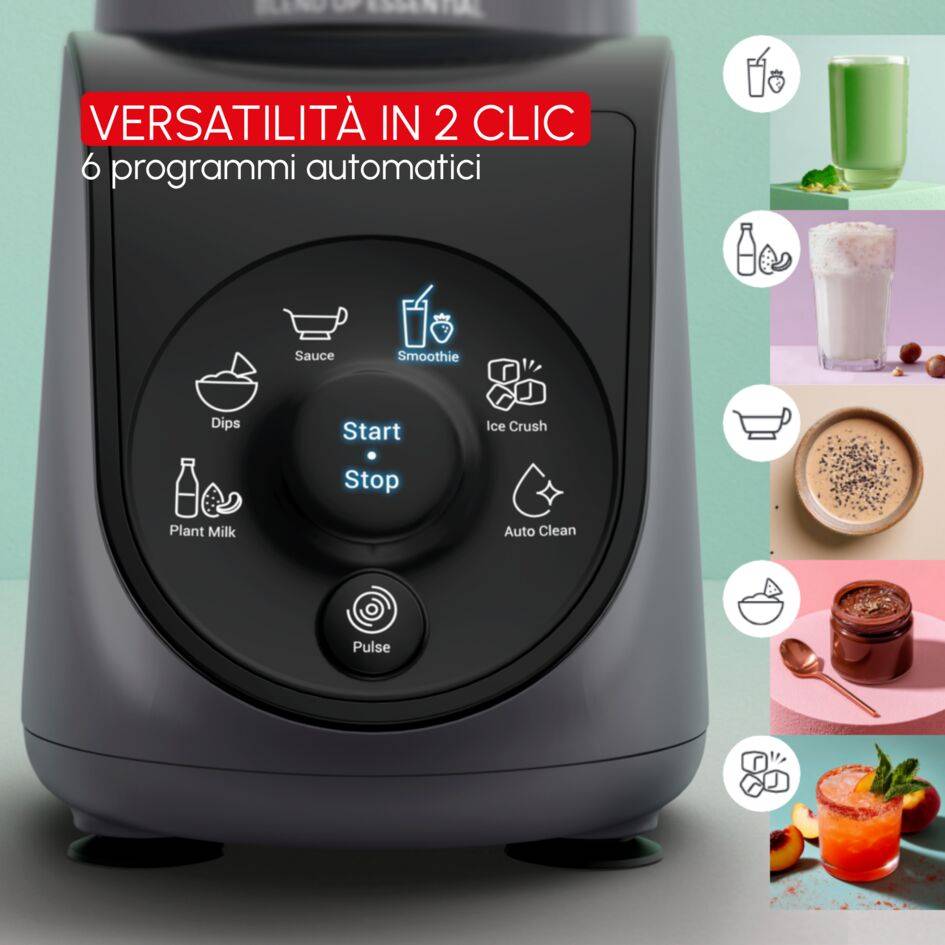 Blend Up Essential, Mini-Frullatore, 800 W, 6 Programmi Automatici, 2 Bicchieri