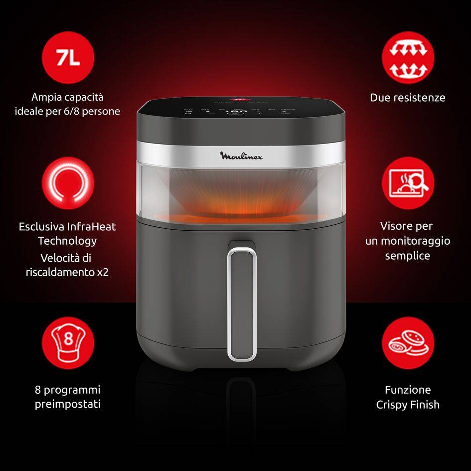Easy Fry Infrared, Friggitrice ad Aria, Risultati Croccanti, Tecnologia Infra-Heat™