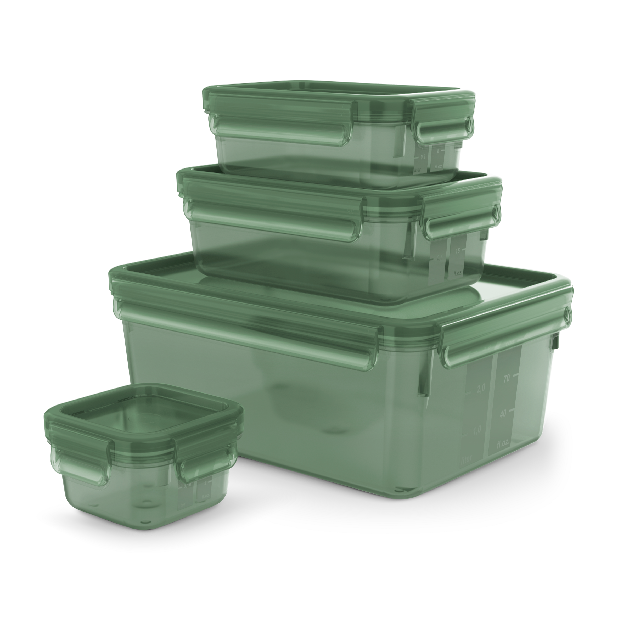 Set 4 Contenitori per Alimenti Masterseal Eco 0,2L / 0,55L / 1L / 3,7L