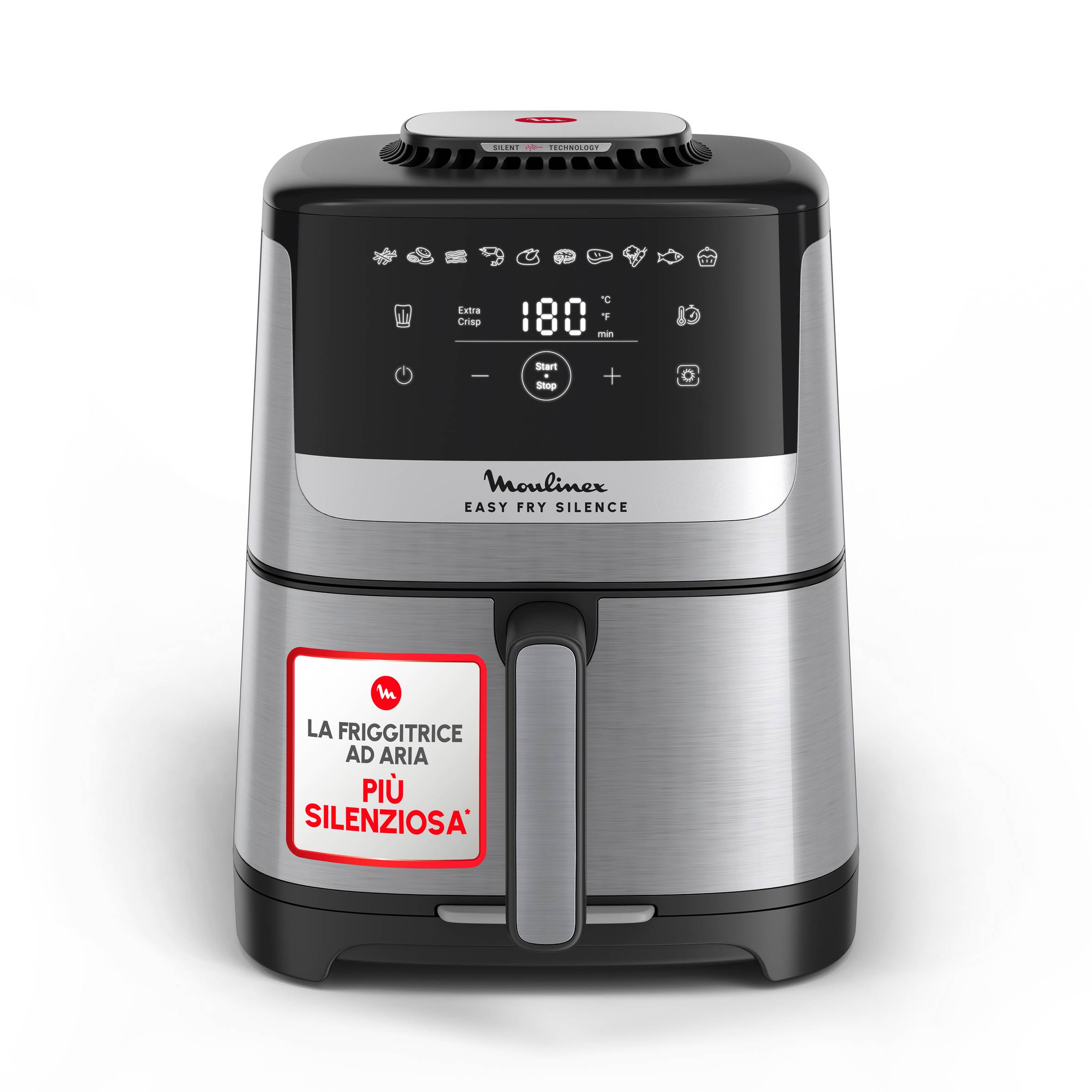 Easy Fry Silence, Friggitrice ad Aria 5L, Silent Technology, Easy Clean & Store System