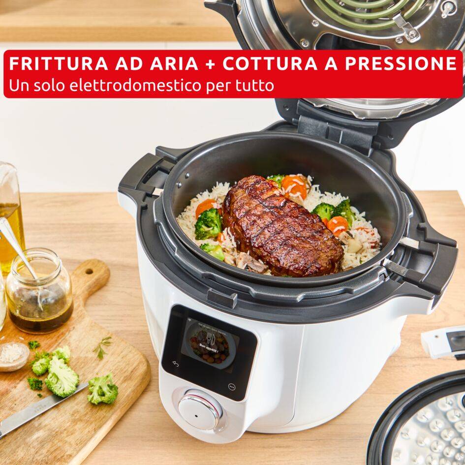 Cookeo Infinity, Multicooker, Friggitrice ad Aria + Cottura a Pressione, 20 Programmi
