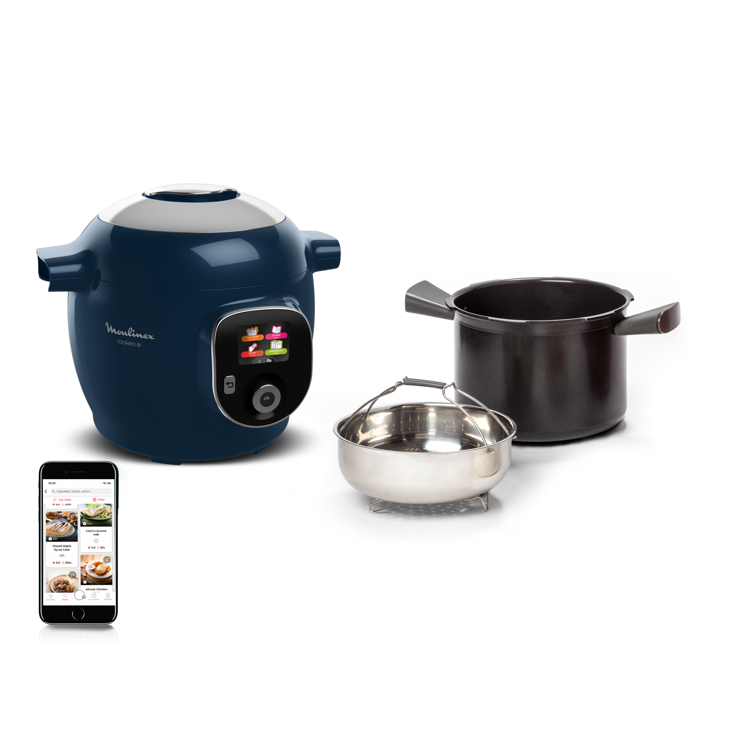 Cookeo+ Midnight Blue, Multicooker a Pressione, Capacità 6L, 6 Modalità di Cottura, 150 Ricette Integrate