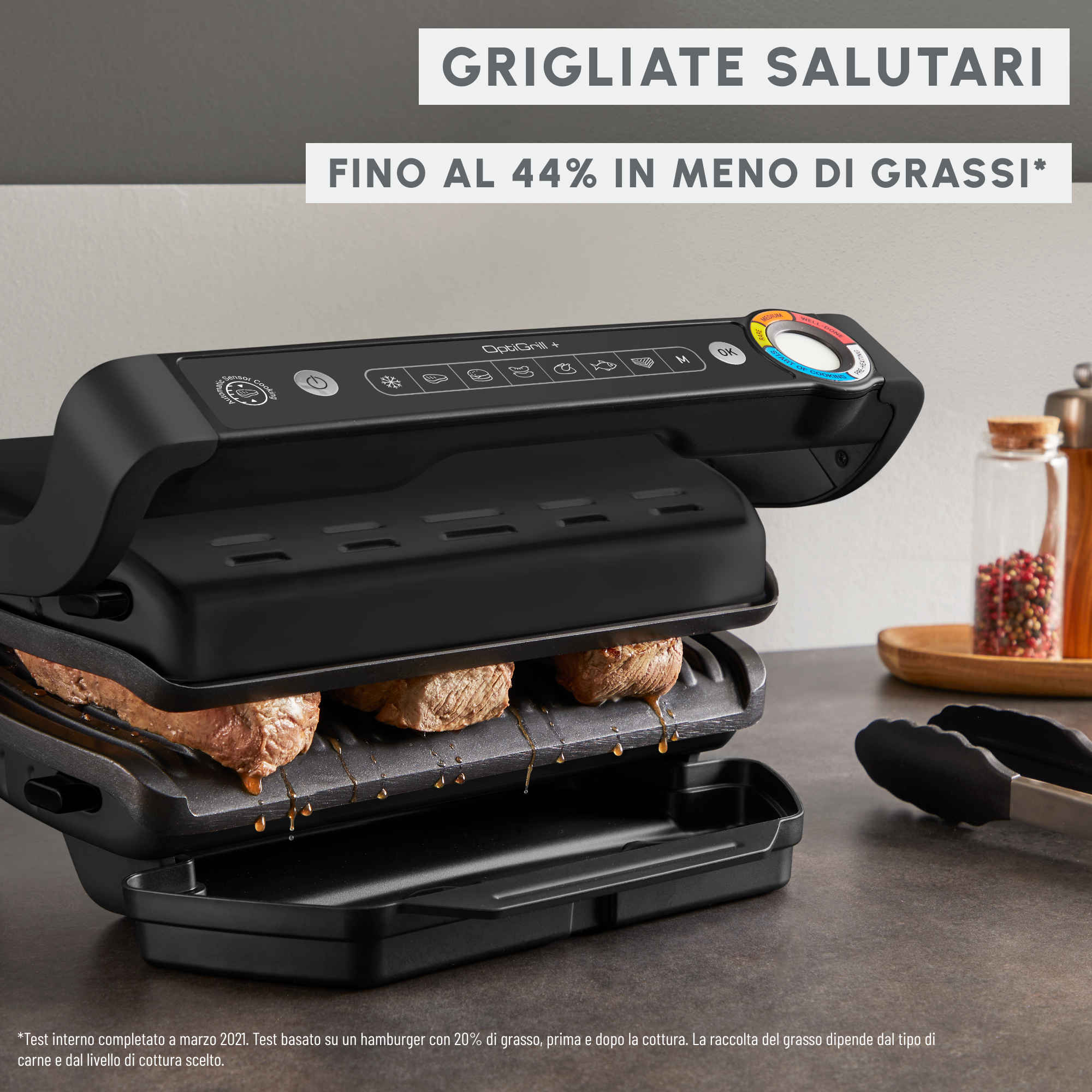 OptiGrill+, Griglia a Contatto Intelligente, Risultati Perfetti, Nessun Monitoraggio, 6 Programmi Automatici