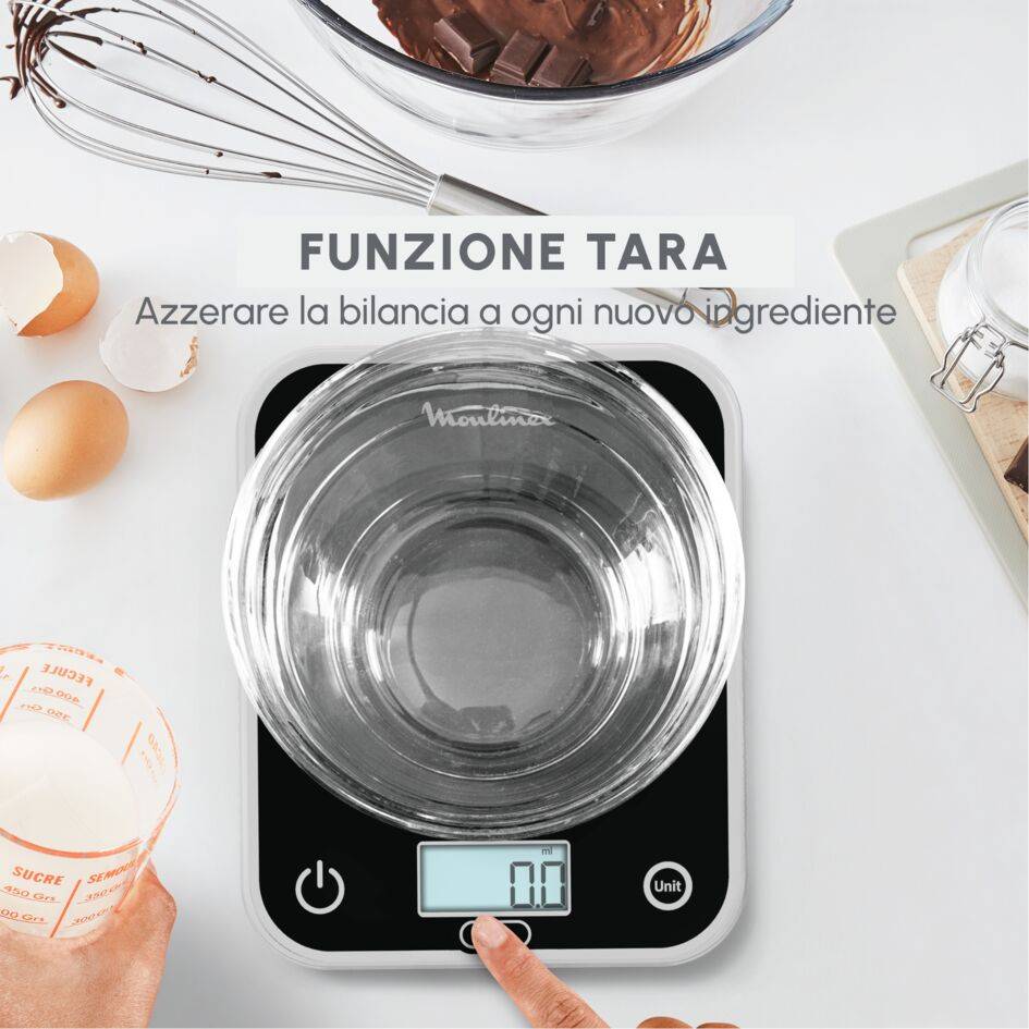 Optiss, Bilancia Da Cucina Digitale, Display di Facile Lettura Retroilluminato, Antigraffio