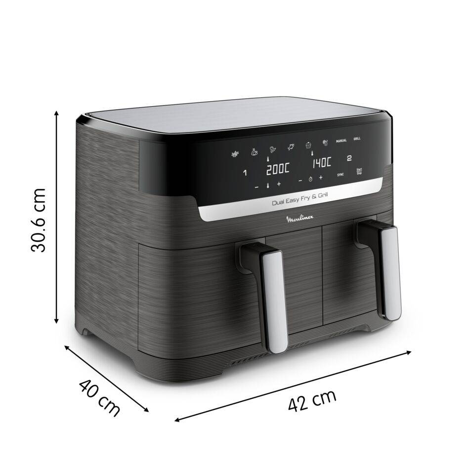 Dual Easy Fry & Grill, Friggitrice ad Aria, 8.3L,  2 Cestelli, Modalità Sync