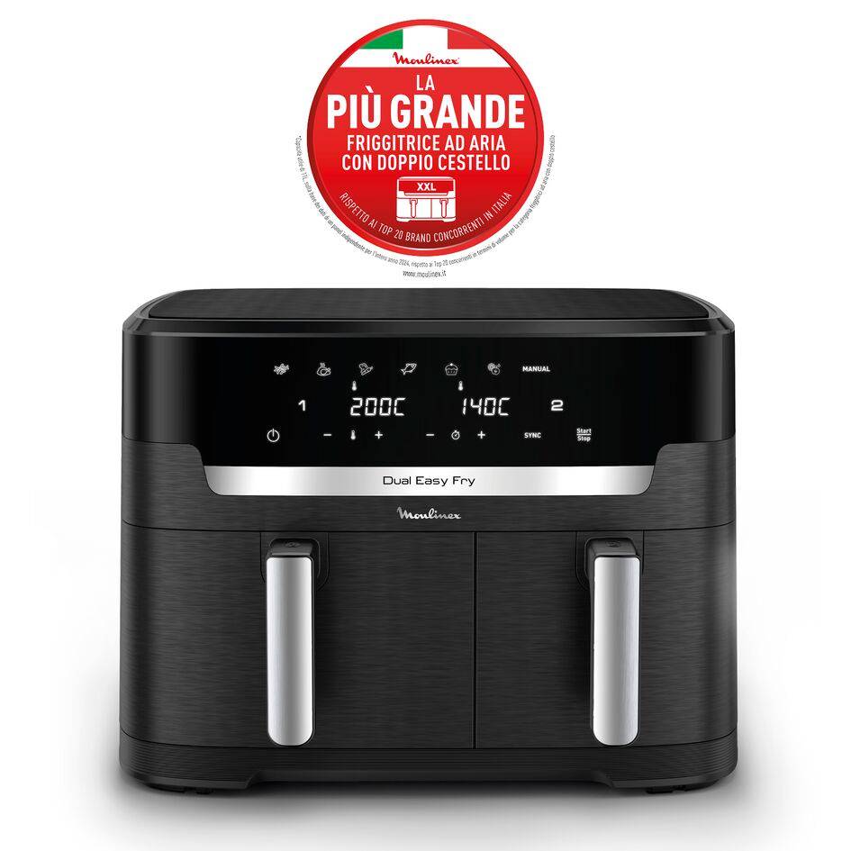 Dual Easy Fry XXL, Friggitrice ad Aria, 11L, 2 Cestelli, Modalità Sync