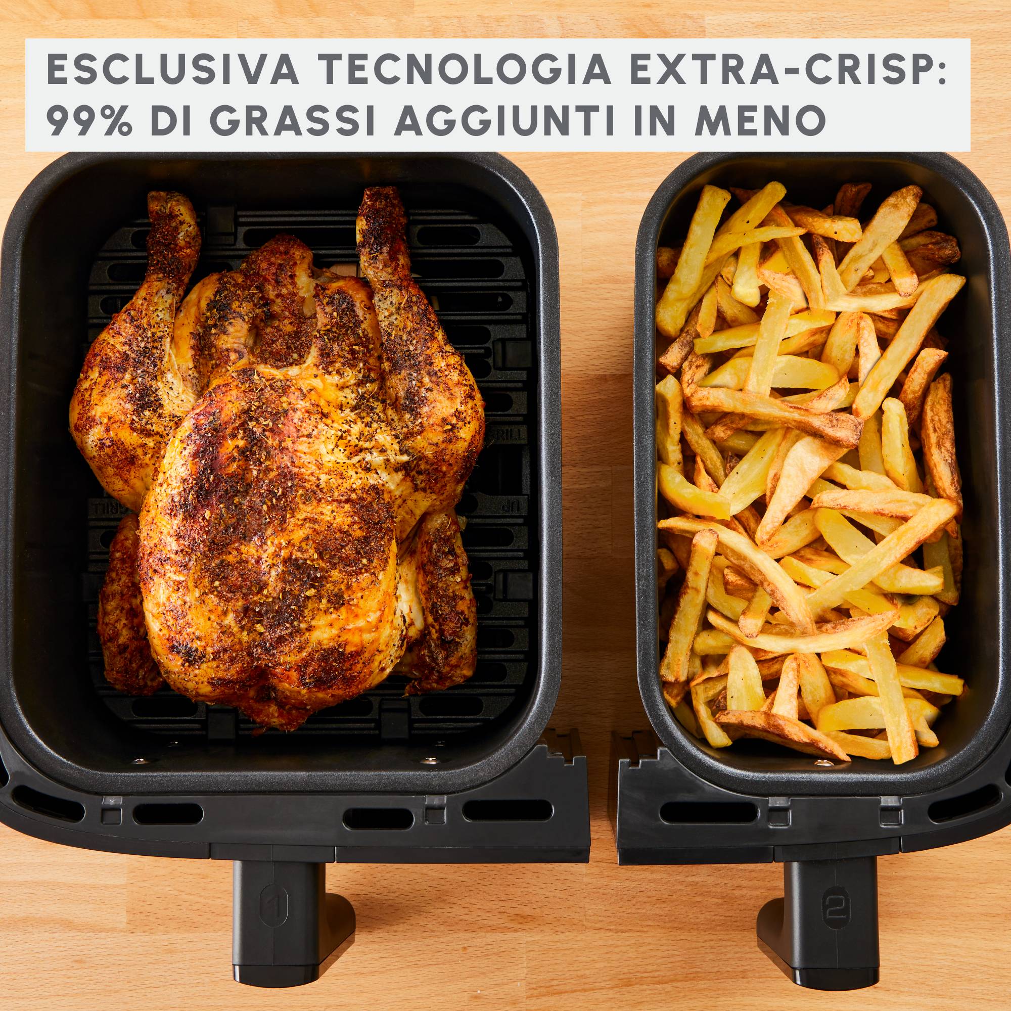 Dual Easy Fry & Grill, Friggitrice ad Aria, 8.3L,  2 Cestelli, Modalità Sync