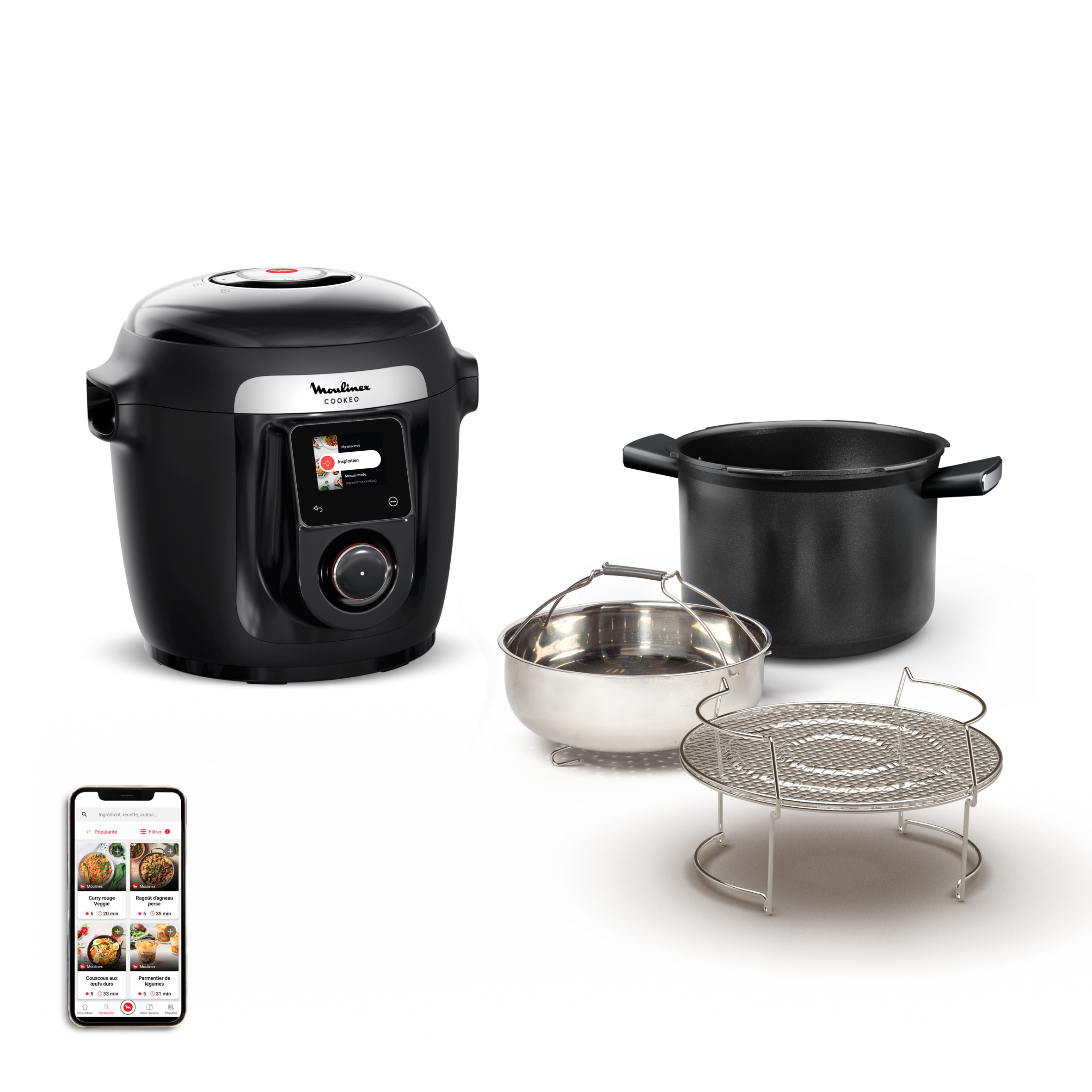 Cookeo Wi-Fi 10in1 Black, Multicooker a Pressione, Capacità 6L, 10 Modalità di Cottura, Cottura Veloce