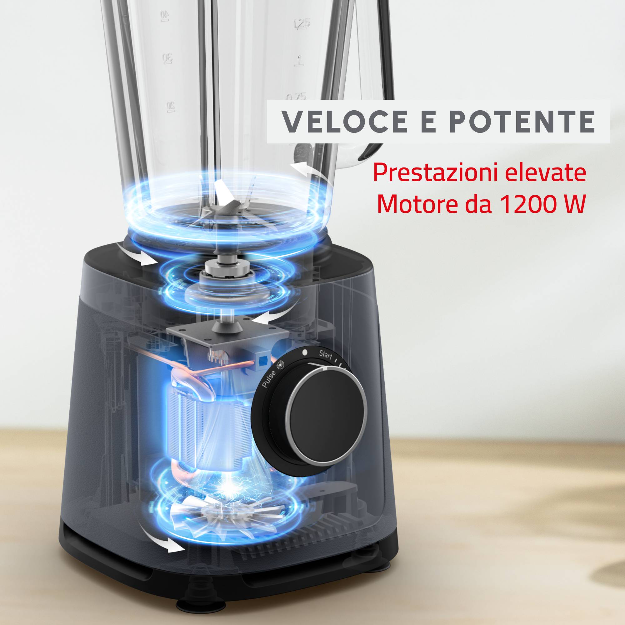Frullatore ad alta velocità PerfectMix Essential, 1200 W, tecnologia con lame Powelix