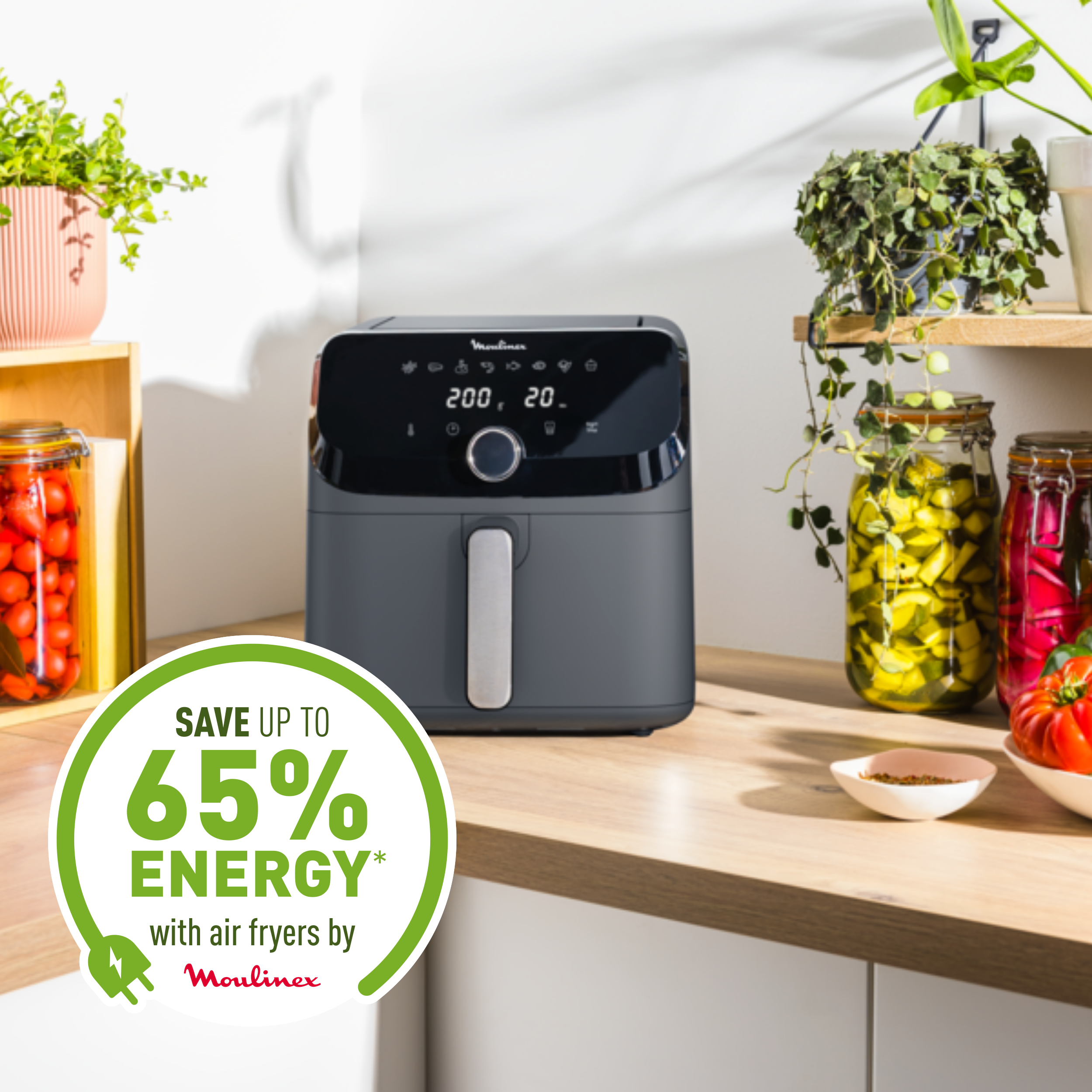  Easy Fry Mega, Friggitrice ad aria, Capacità Extra Large 7,5L/2kg, 8 programmi preimpostati, Java Pepper