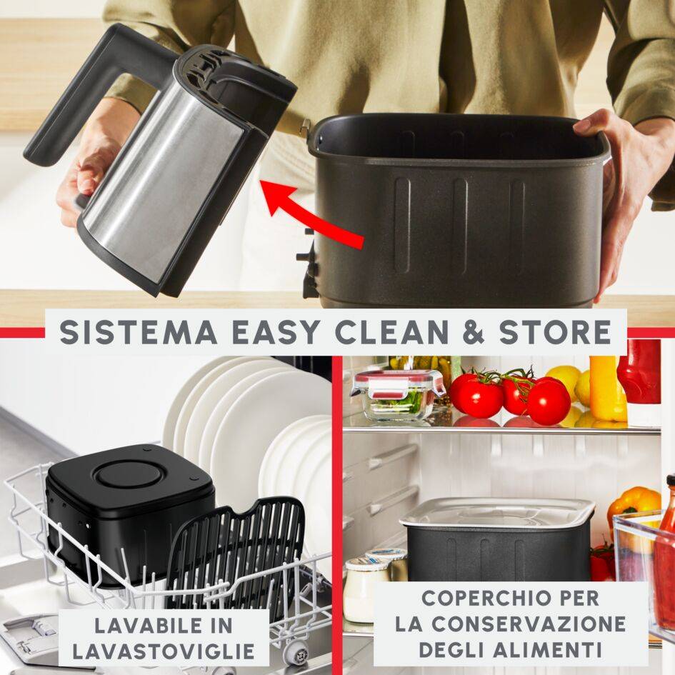 Easy Fry Silence, Friggitrice ad Aria 5L, Silent Technology, Easy Clean & Store System