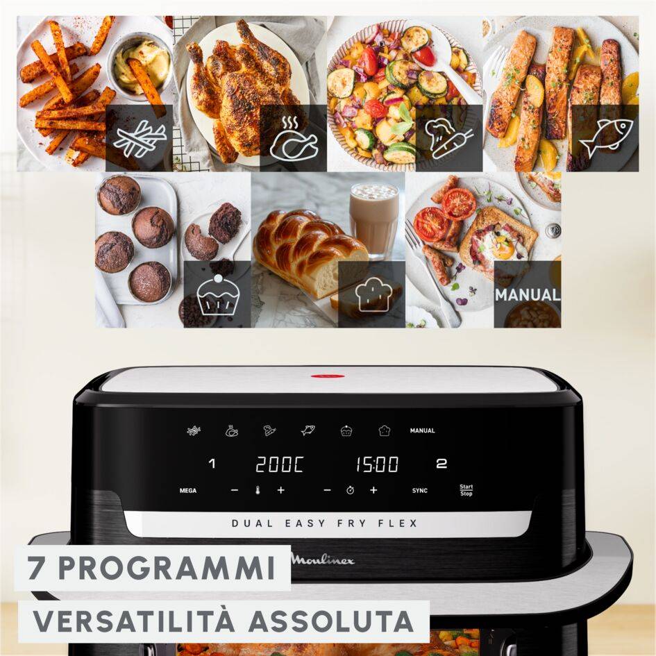 Dual Easy Fry Flex, Friggitrice ad Aria, Capacità 9L/2,5kg 