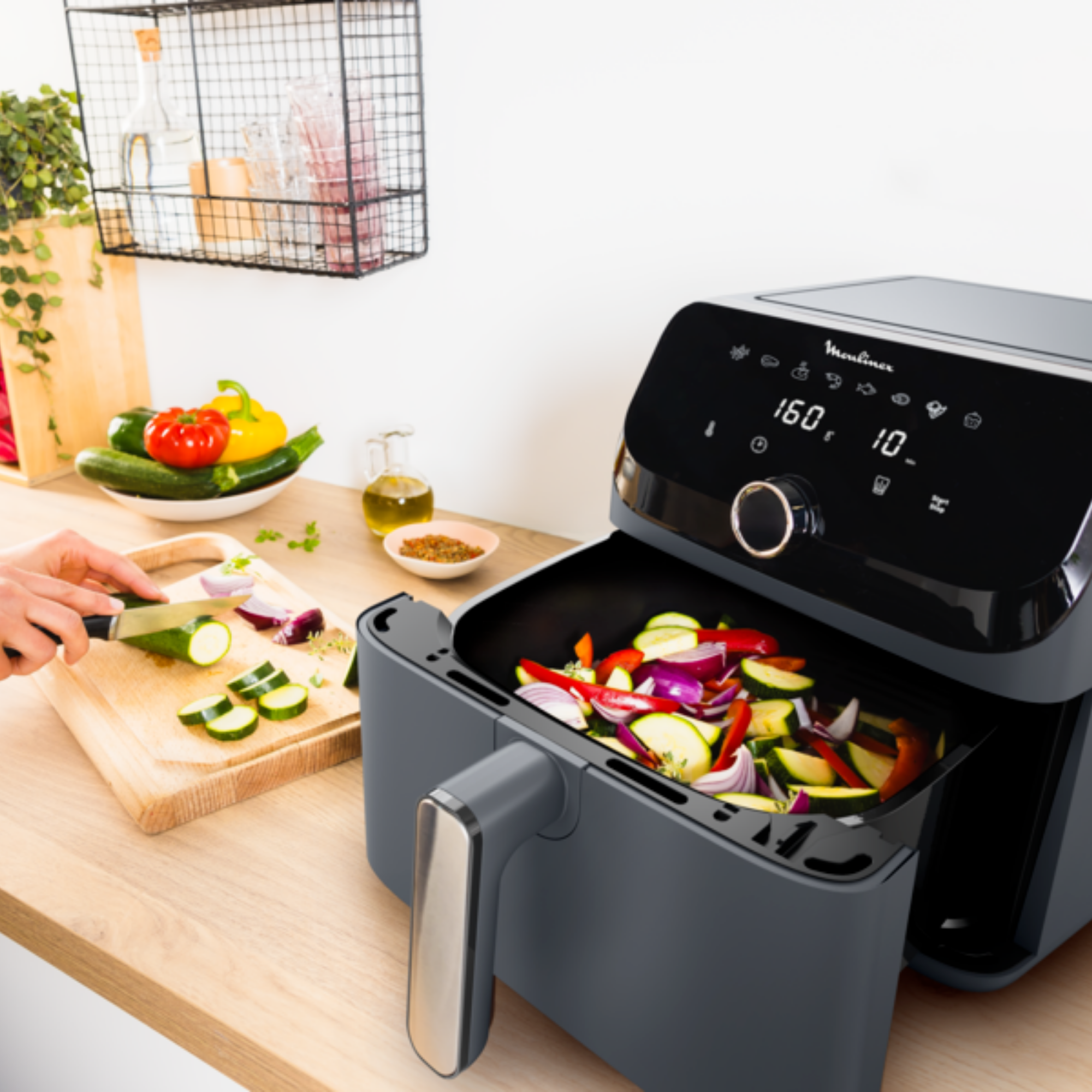  Easy Fry Mega, Friggitrice ad aria, Capacità Extra Large 7,5L/2kg, 8 programmi preimpostati, Java Pepper