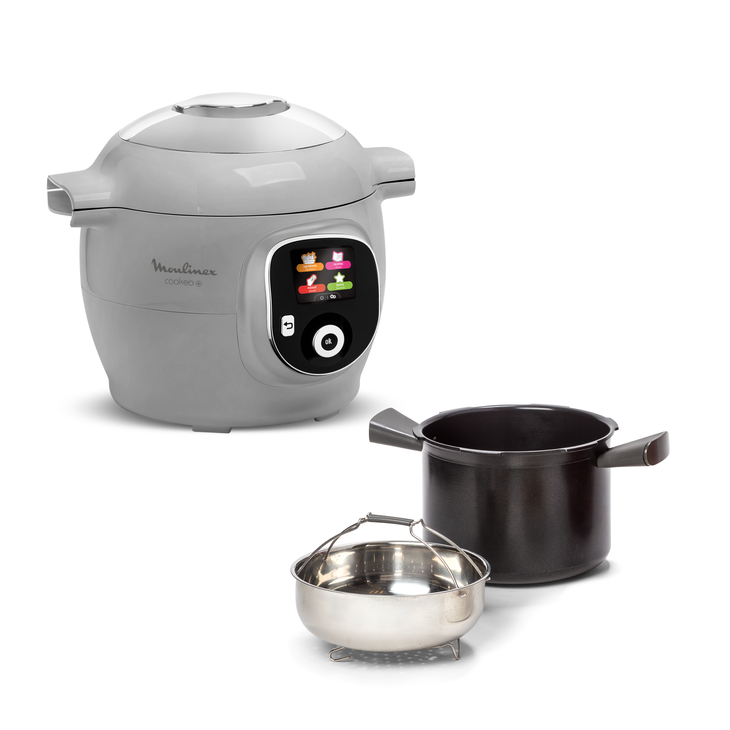 Cookeo+ Grey, Multicooker a Pressione, Capacità 6L, 6 Modalità di Cottura, 80 Ricette Integrate