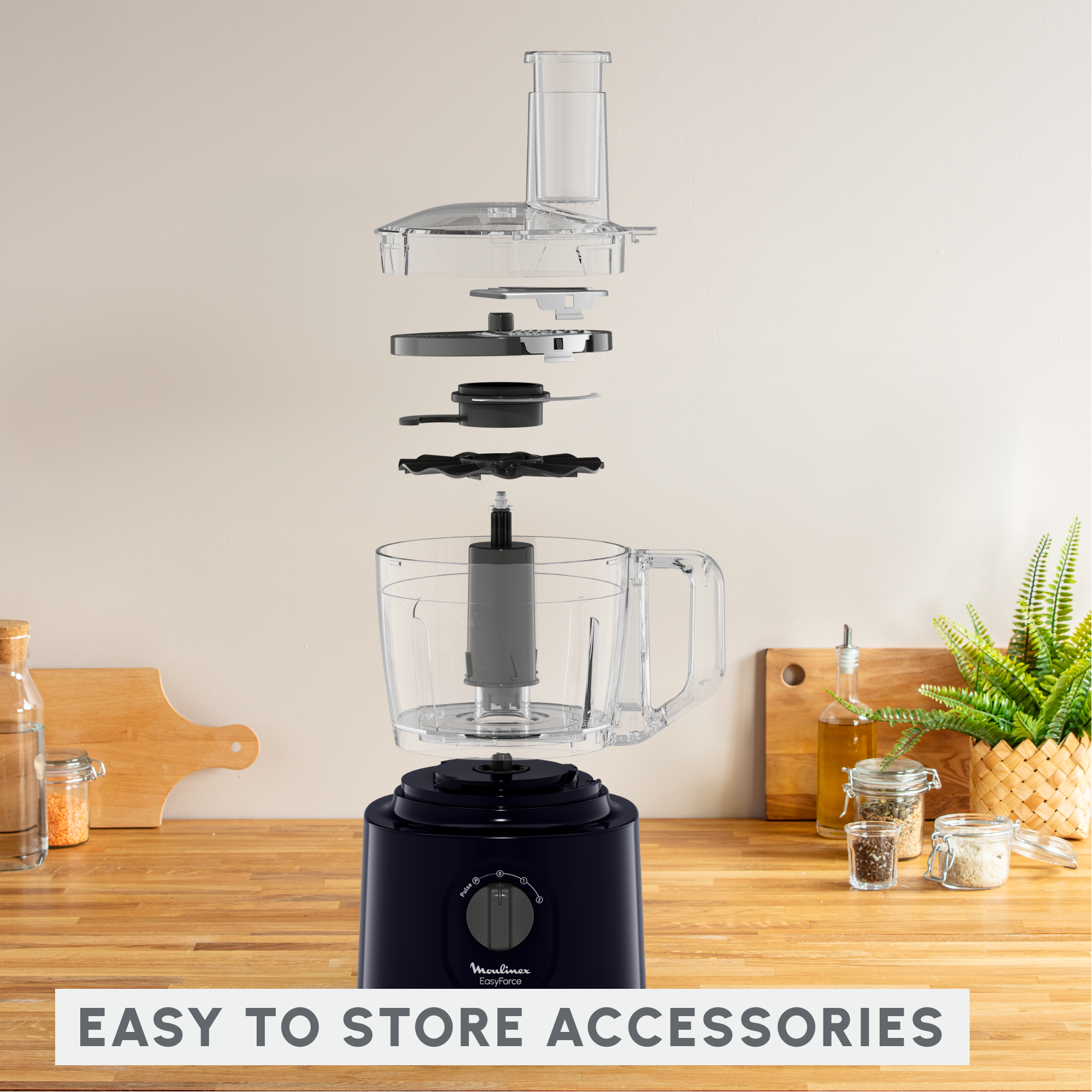 Easy Force, Food Processor, 4 Attachments, 15 Functions