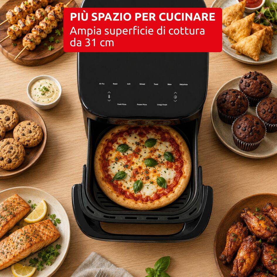 Moulinex Ever Fry XXL Surface, Friggitrice ad aria XXL, Doppia resistenza, Tecnologia Infra Heat