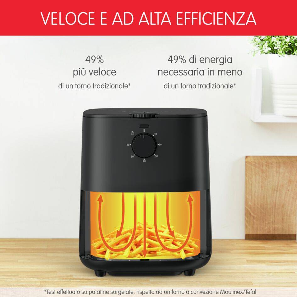 Easy Fry Essential, Friggitrice ad aria 3.5L, Analogica, Design Compatto, Lavabile in Lavastoviglie