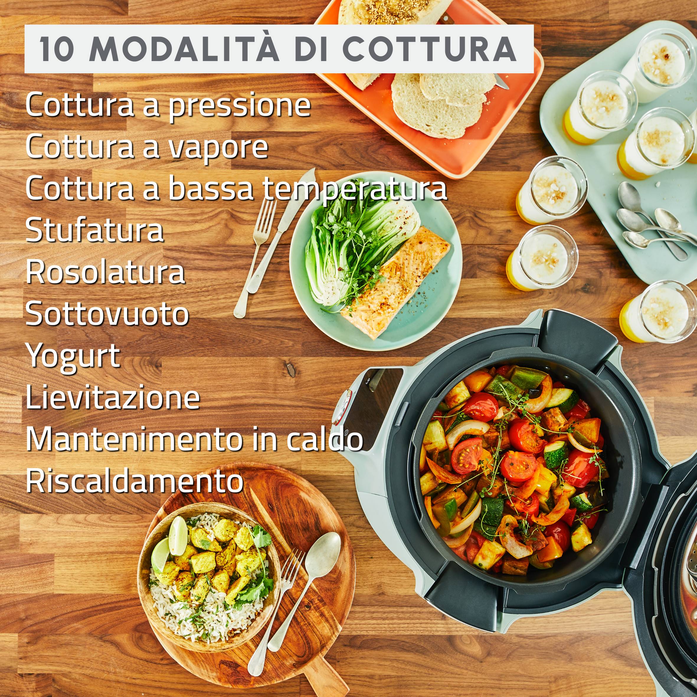 Cookeo Wi-Fi 10in1 Eucalyptus,  Multicooker a Pressione, Capacità 6L, 10 Modalità di Cottura, Cottura Veloce