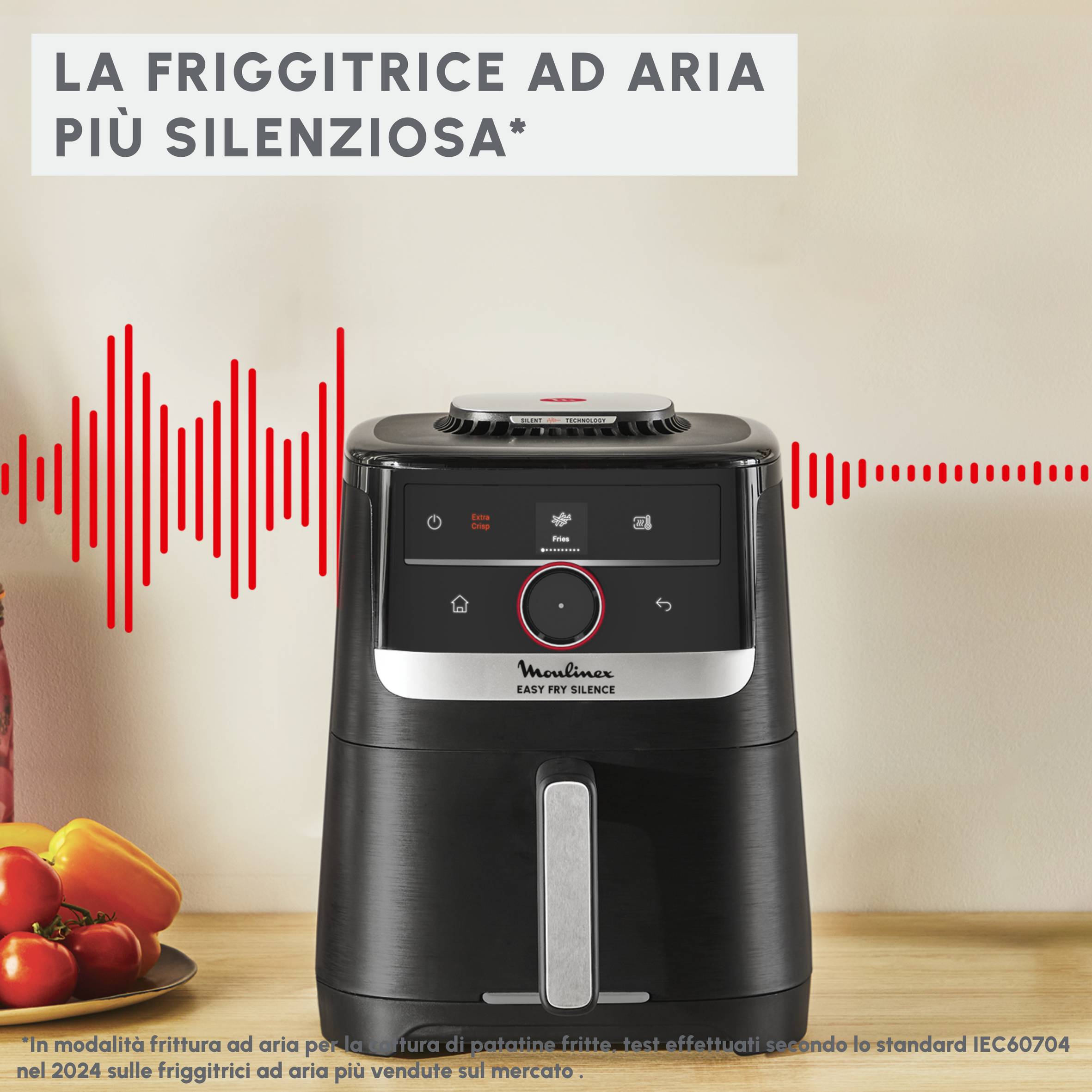 Easy Fry Smart & Silence, Friggitrice ad aria 5L, Silent Technology, Easy Clean & Store System