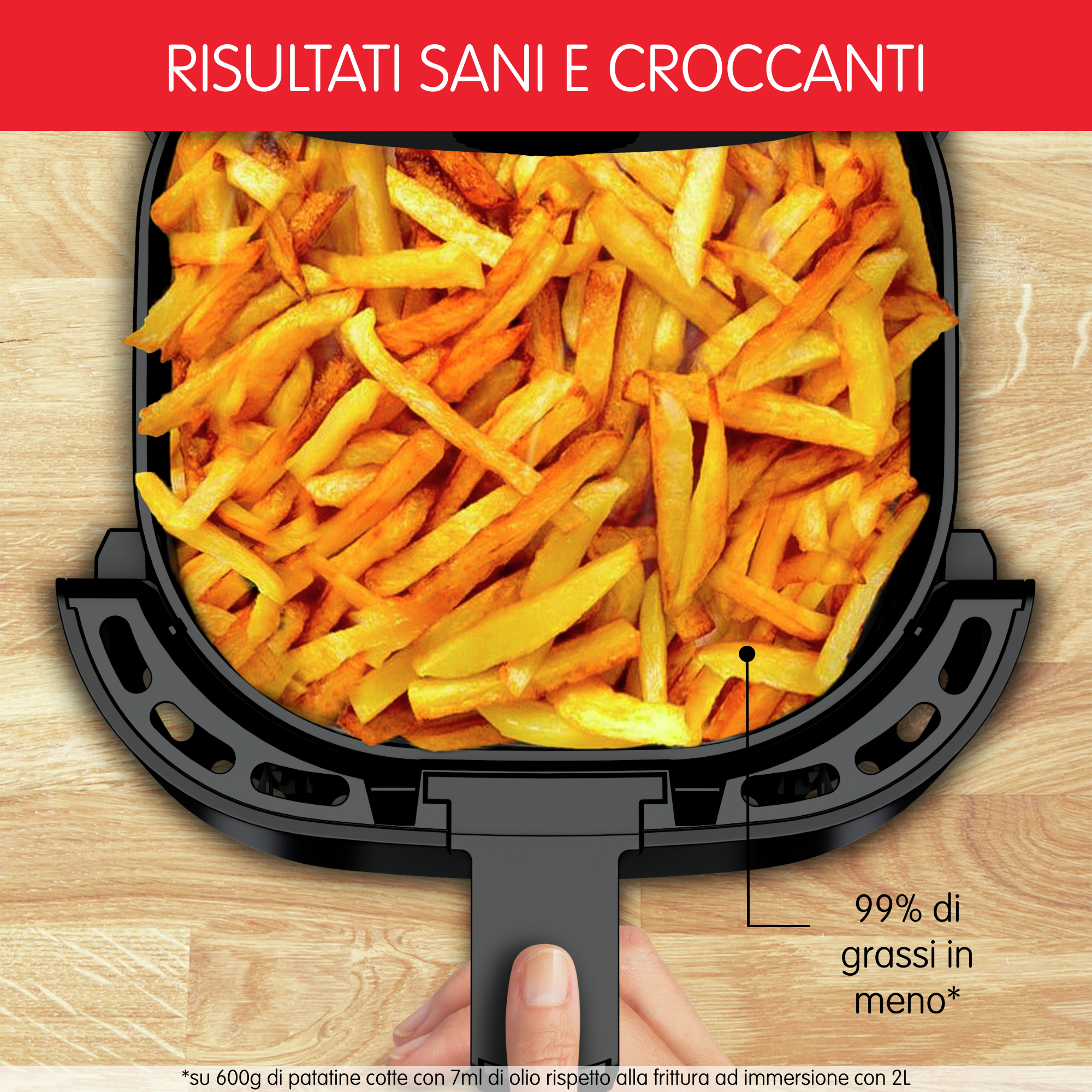 Easy Fry Essential, Friggitrice ad aria 3.5L, Analogica, Design Compatto, Lavabile in Lavastoviglie