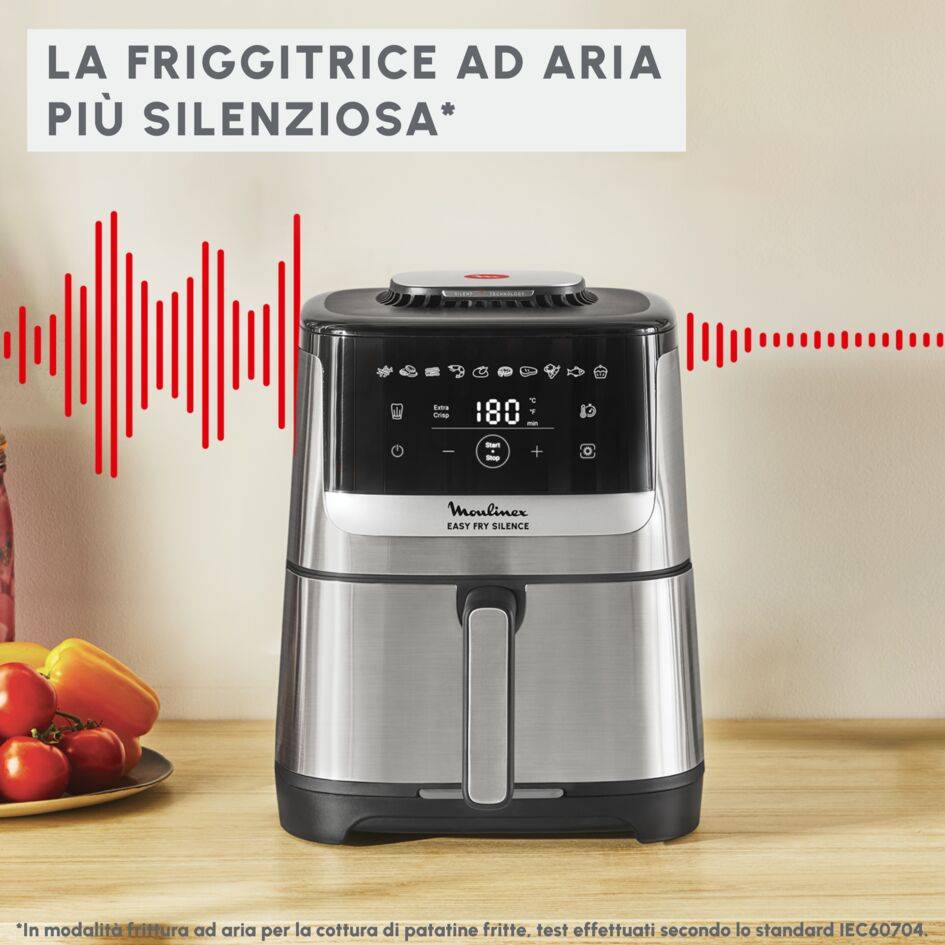 Easy Fry Silence, Friggitrice ad Aria 5L, Silent Technology, Easy Clean & Store System