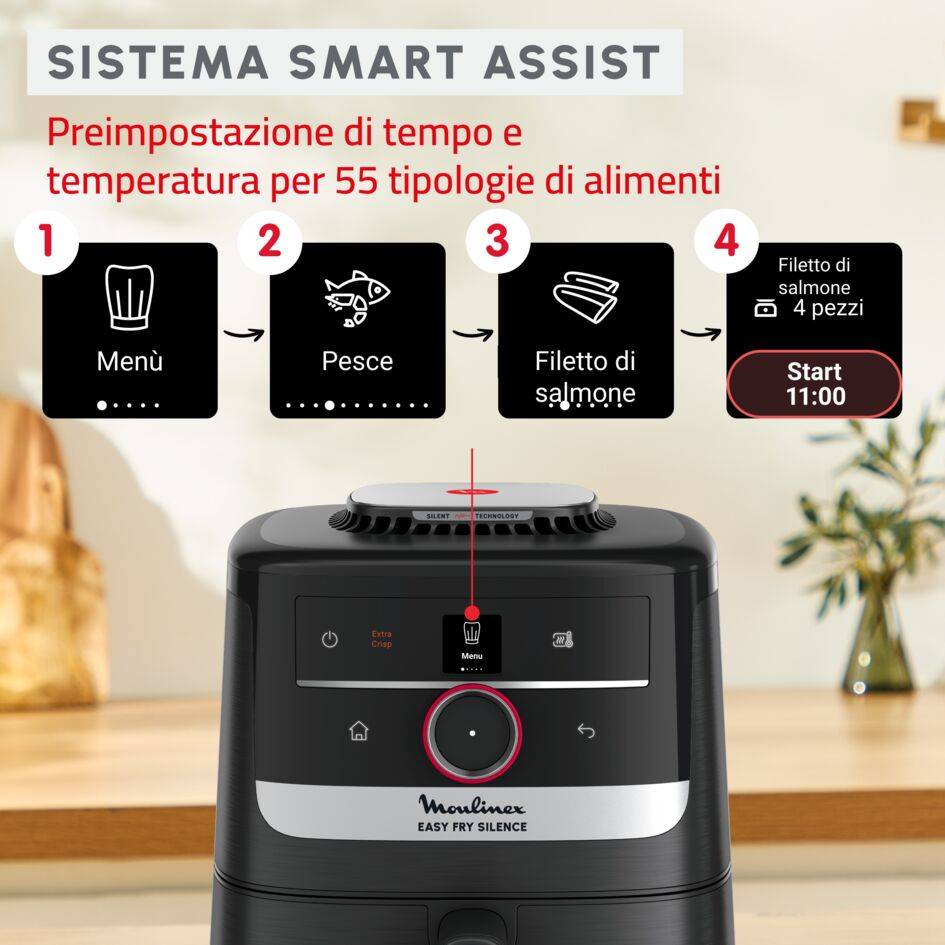 Easy Fry Smart & Silence, Friggitrice ad aria 5L, Silent Technology, Easy Clean & Store System